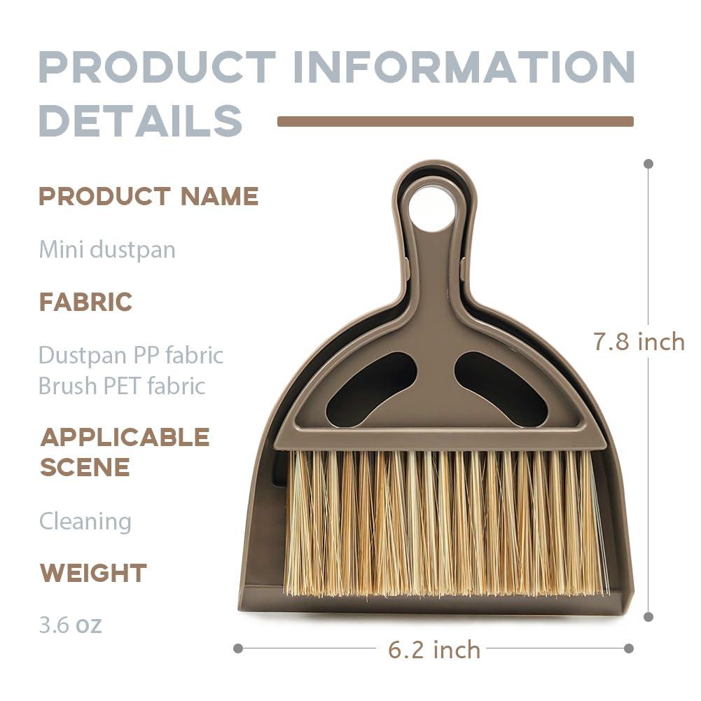 WDDBHSKN Mini Broom and Small Dustpan Brush - Mini Broom and Dustpan, Small Broom and Dustpan Set, Mini Dustpan and Brush Set, Small Dust pan and Brush Set, Hand Broom and Dustpan Set for Home/Camping/Pets.