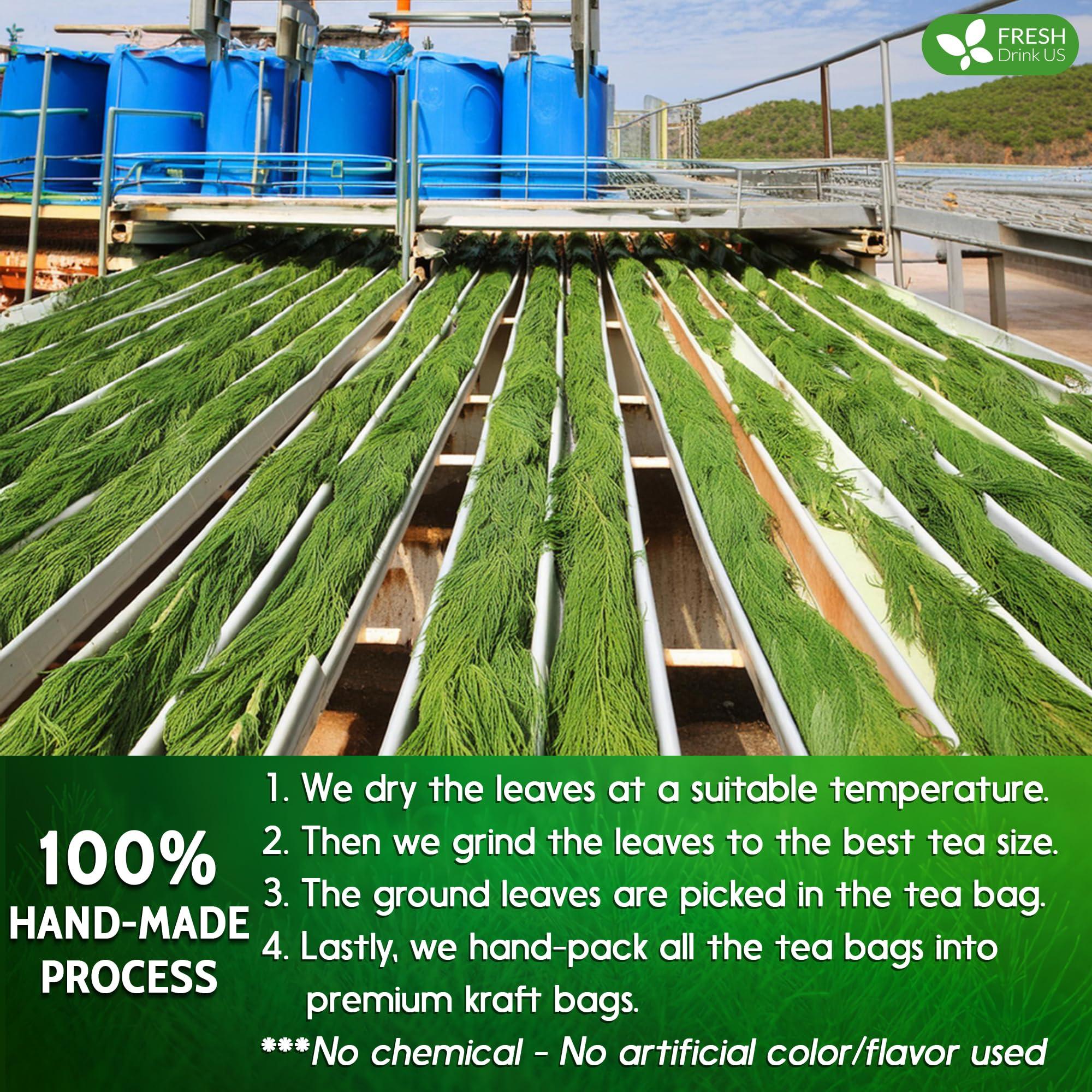 FRESHDRINKUS FreshDrinkUS, Premium 75 Horsetail Leaf Tea Bags, 100% Natural & Pure from Horsetail Loose Leaves Herbal Tea. Made with Natural Material Tea Bags. No Sugar, No Caffeine, No Gluten, Vegan.