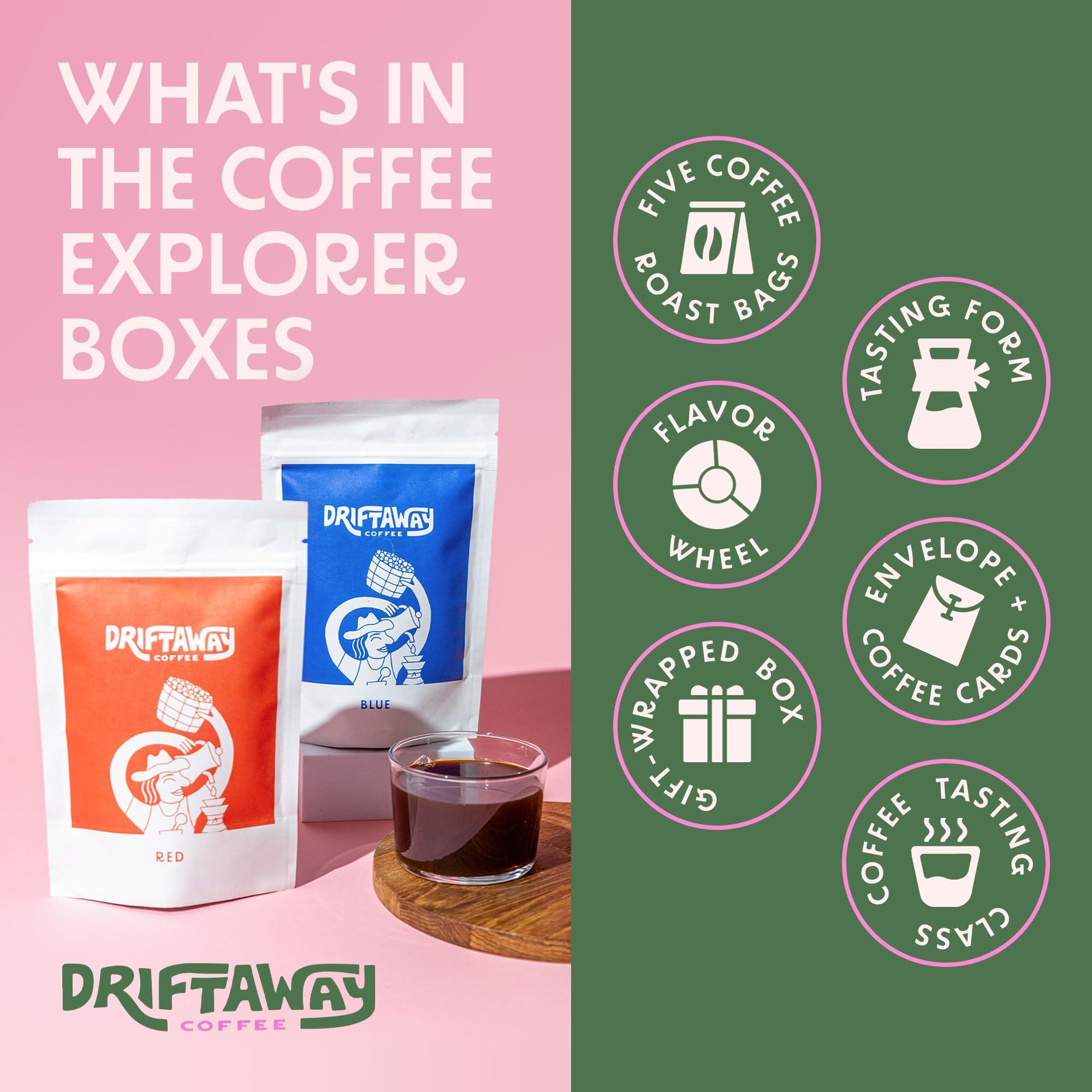 Driftaway Coffee Driftaway Coffee Explorer Box, 5 Pack Coffee Tasting Kit - Single-Origin Ground Coffee from Around the World - 5 Fresh Roasts - Sustainable Sourcing, Small-Scale Farmers - Gourmet Coffee Variety Gift (Drip Grind, 4 Ounce (Pack of 5))