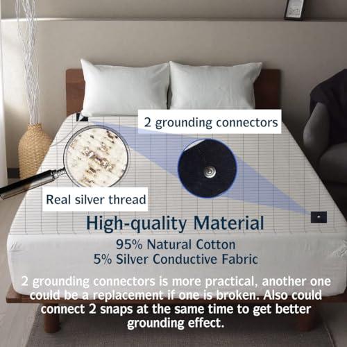 LDDJIOD Grounding Sheet for Sleeping, Grounding Mat for Bed with Silver Thread, Grounding Sheet Conductive Grounding for Pain Relieving (60\" * 80\")