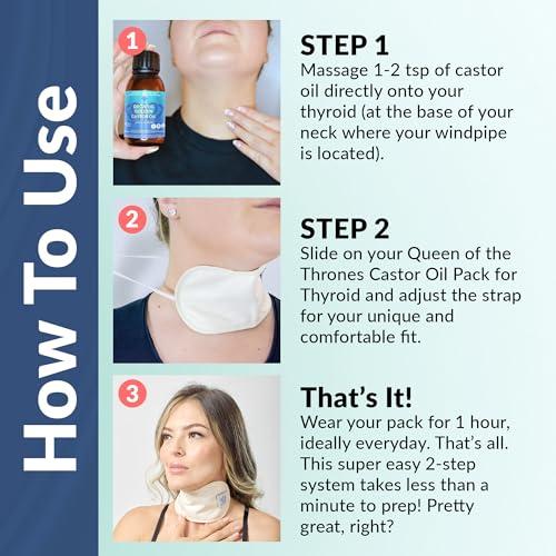 QUEEN OF THE THRONES QUEEN OF THE THRONES Castor Oil Pack Bundle- Includes Original Castor Oil Pack and Neck. Less Mess, Reusable, Comfort Fit, Organic Cotton Flannel & Soft Straps.