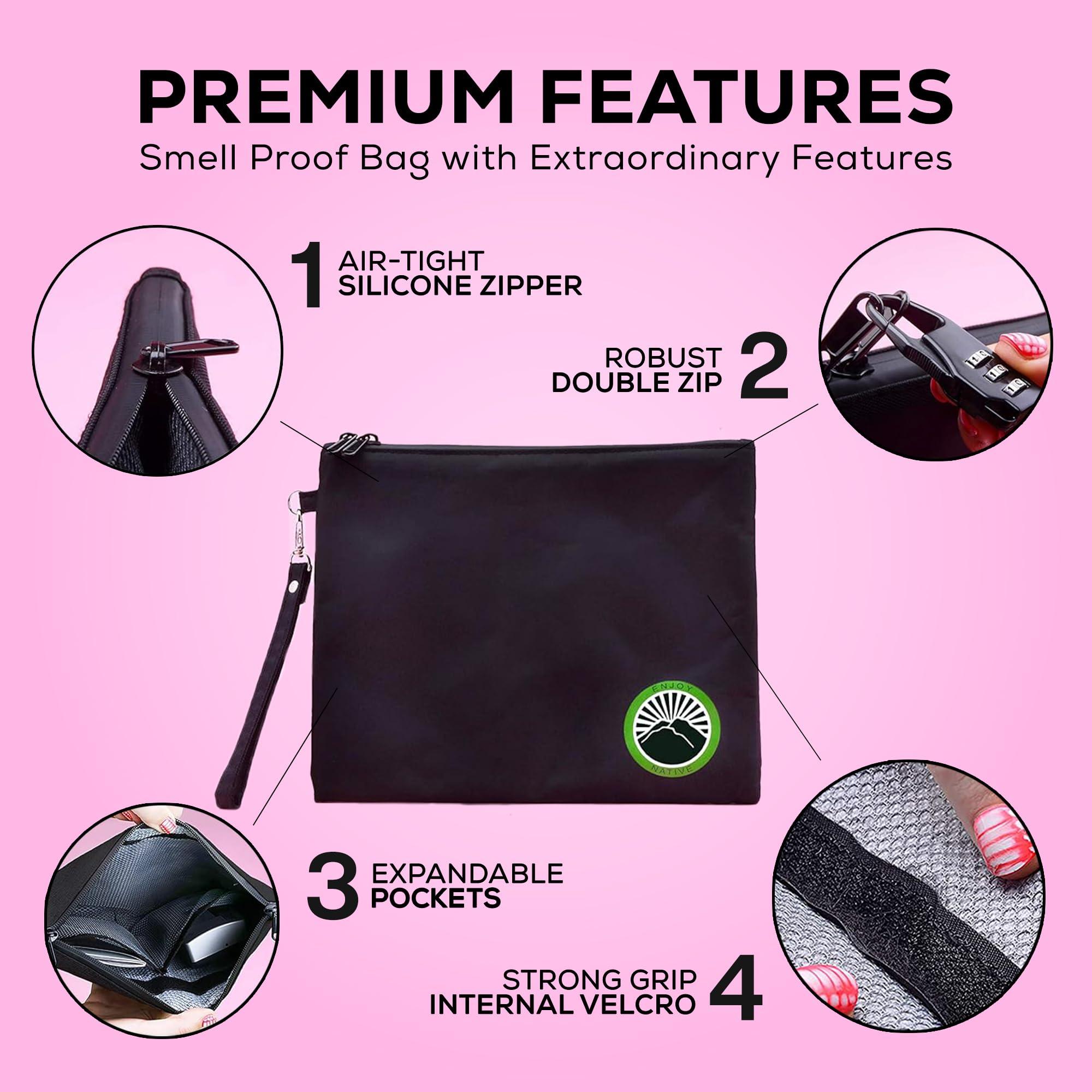Enjoy Native Large and Small Smell Proof Bag Combo, Smell Proof Container, Dog Tested Odor resistant Bag, Best Zipper Odor sealing Pouch Herbs, coffee & Travel Medicine Bag, Scent resistent Containers