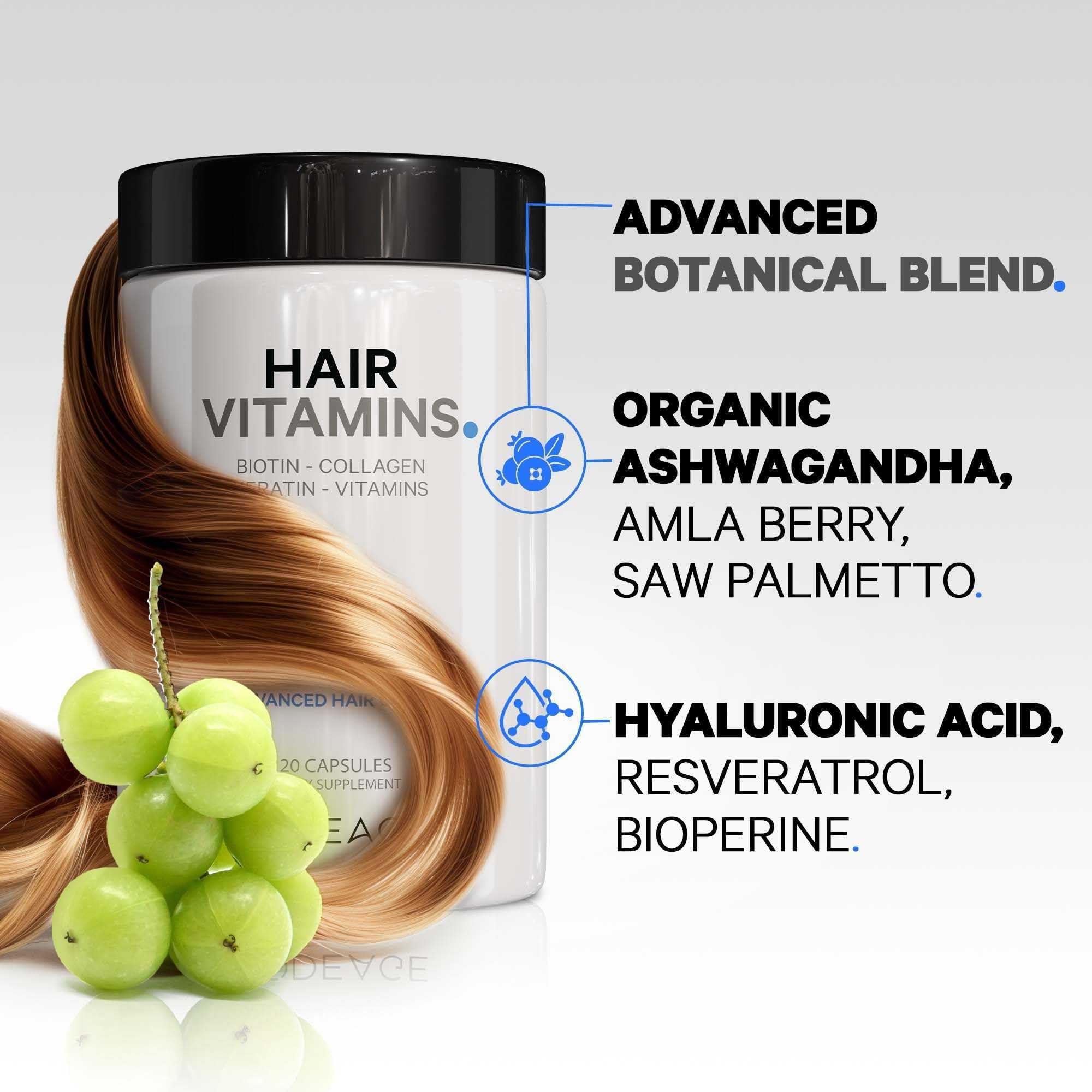 Codeage Codeage Hair Vitamins 10000 mcg Biotin, Keratin, Collagen, Vitamin A, B12, C, D3, E, Zinc, Turmeric, Probiotics, Enzymes, Inositol - Hair Care Support - Healthy Hair Supplement Pills - 2 Pack