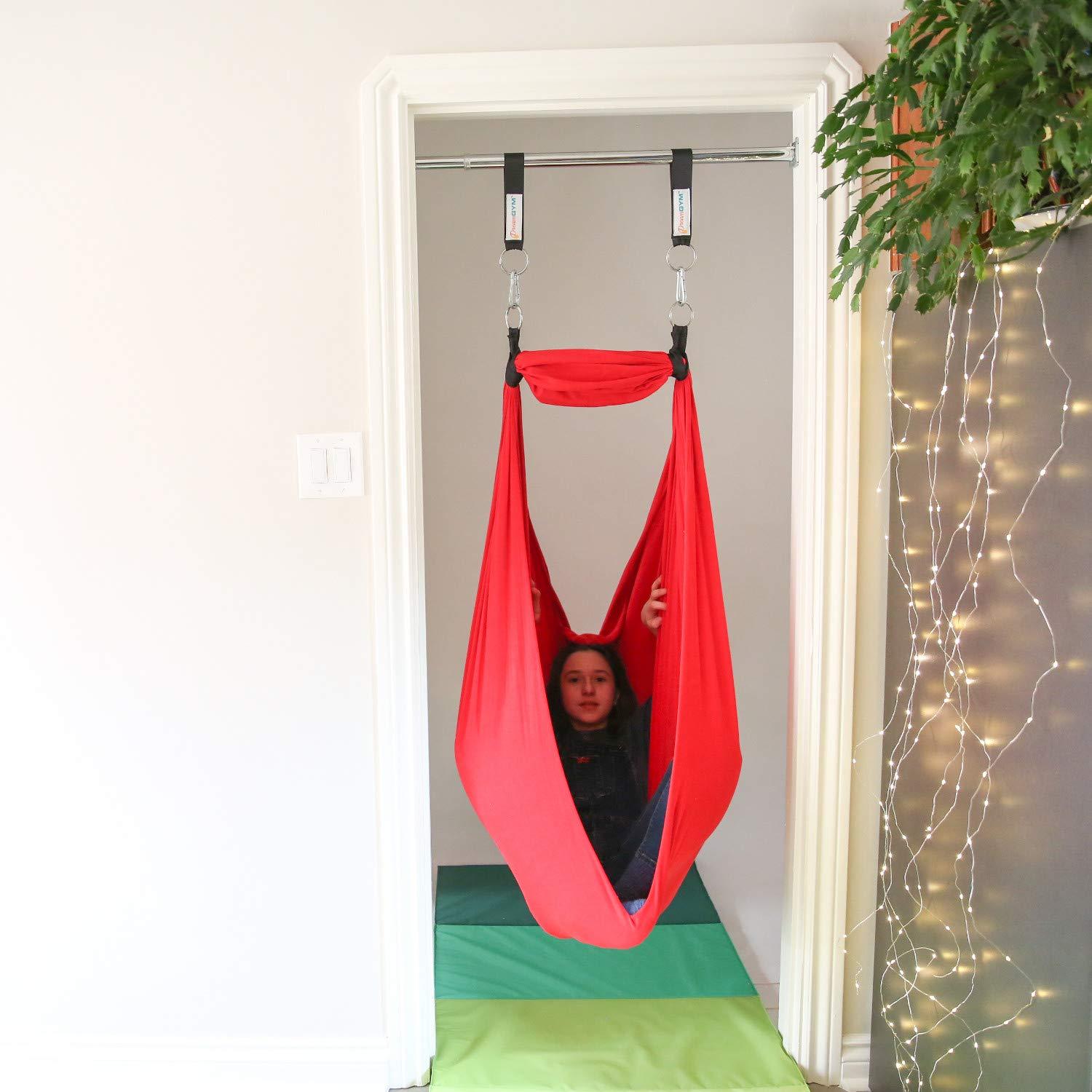 DreamGYM DreamGYM Doorway Sensory Swing - Red Therapy Compression Swing - 95% Cotton