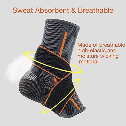 Runee Runee Ankle Brace Compression Support Sleeve With Adjustable Strap For Sprain, Plantar Fasciitis, Sports Protection, Injury Recovery, Achilles Tendon, Heel Spurs, And Pain Relief (Medium)