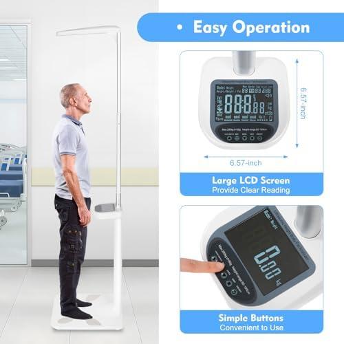 WETUSSEX Professional Digital Physicians Scale, 440lbs/200kg 80-195CM Height and Weight Scale Multifunctional Medical Measurement Scale Height and Body Fat Analyzer BMI Measuring Tool