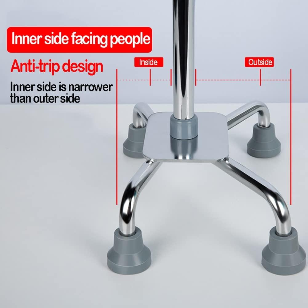 NineLife Basics Adjustable Quad Cane, Free Standing Walking Cane, Walking Sticks for Men, Women, Seniors and Disabled, 1 Unit