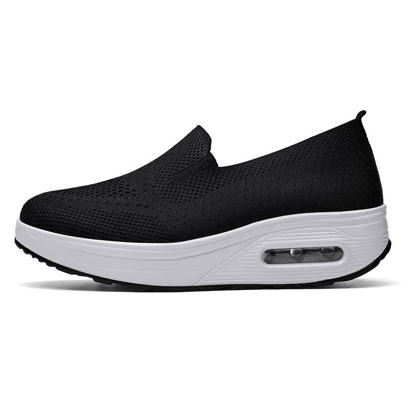 Generic Orthopedic Sneakers,Women\'s Orthopedic Slip-On Walking Shoes,Orthopedic Sneakers for Foot Heel Pain Relief (7, Black)