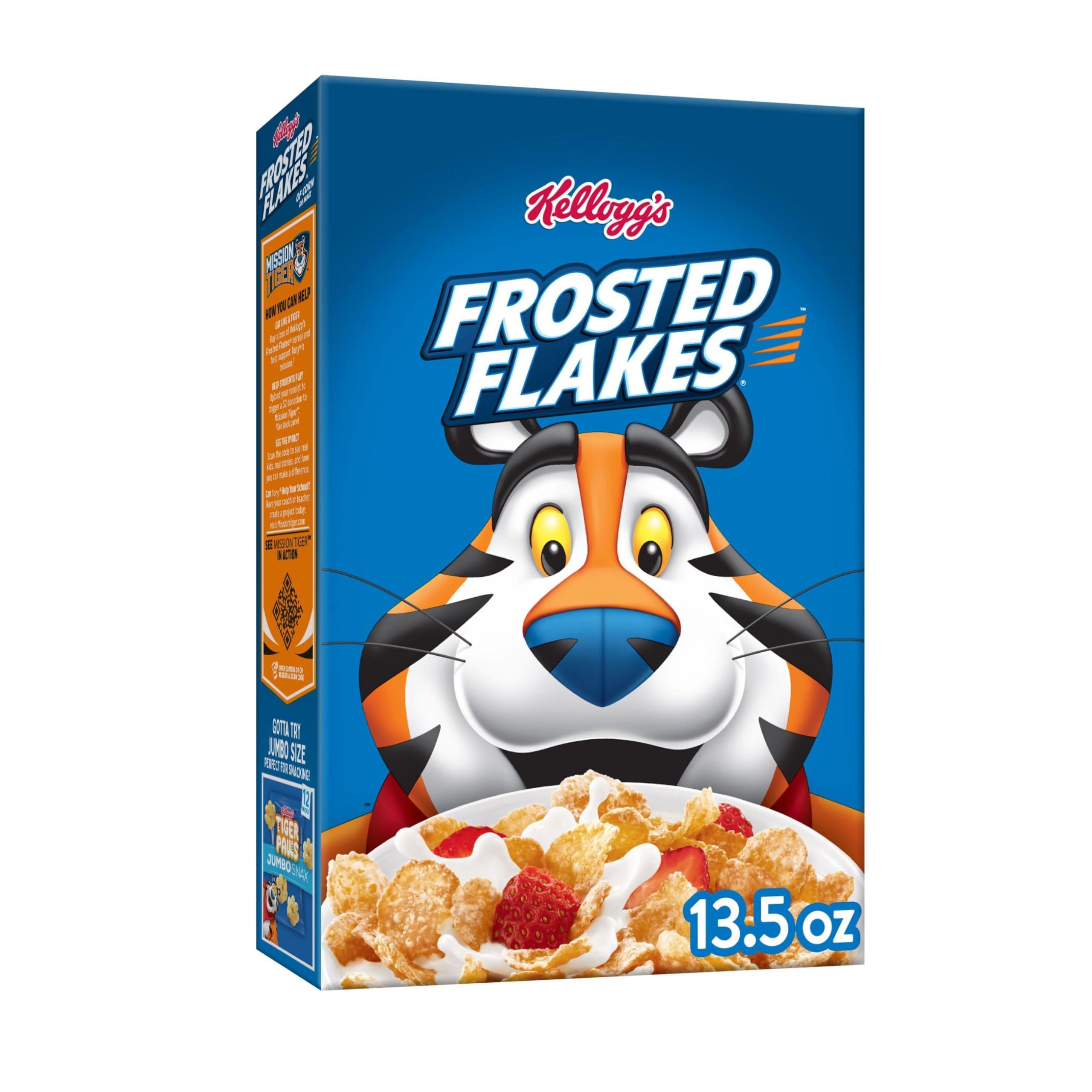 Frosted Flakes Kellogg\'s Frosted Flakes Breakfast Cereal, Kids Cereal, Family Breakfast, Original, 13.5oz Box (1 Box)