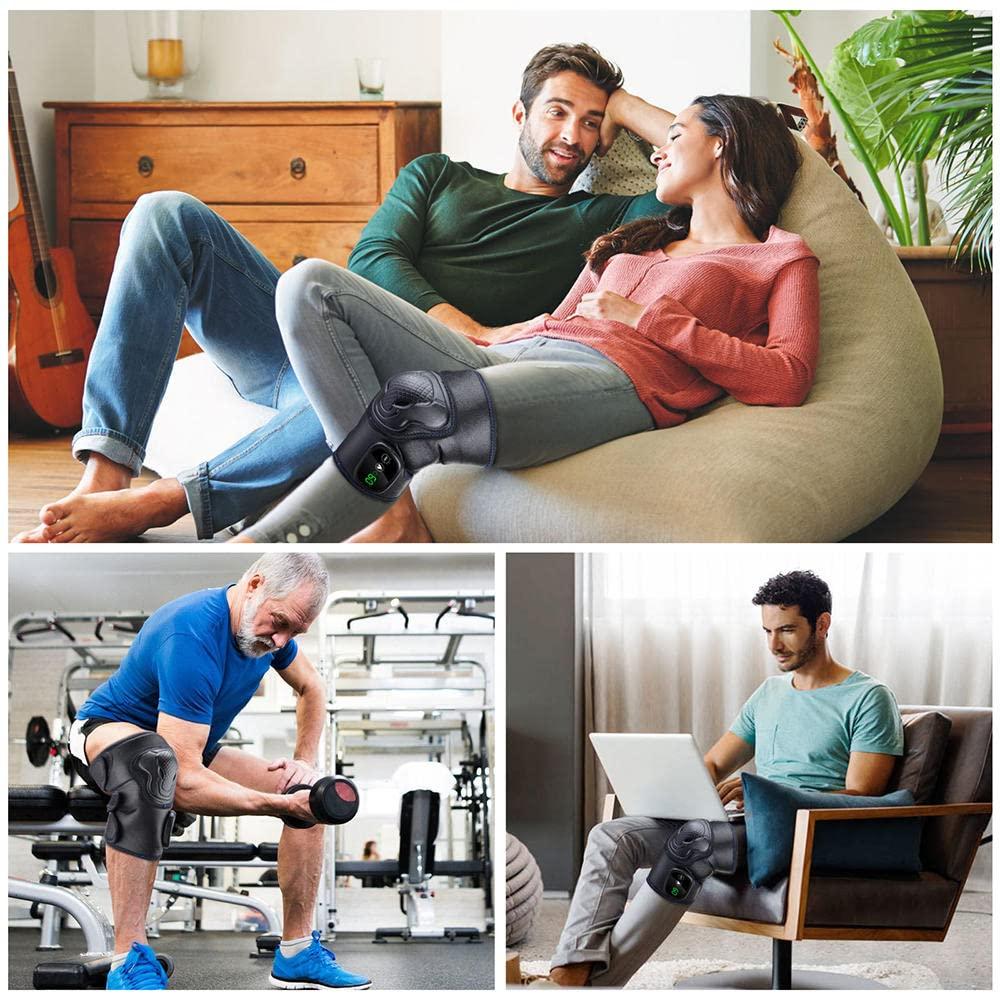 KDFJ Heated Knee Brace Wrap, Heated Knee Massager, 3-Level Adjustable Heating Massage Function with LED Temperature Display Screen for Knee Relax-Single