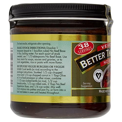 Better Than Bouillon Better Than Bouillon Vegetarian No Beef Base, Made with Seasoned Vegetables, Certified Vegan, Makes 9.5 Quarts of Broth, 38 Servings, 8-Ounce Jar (Pack of 1)