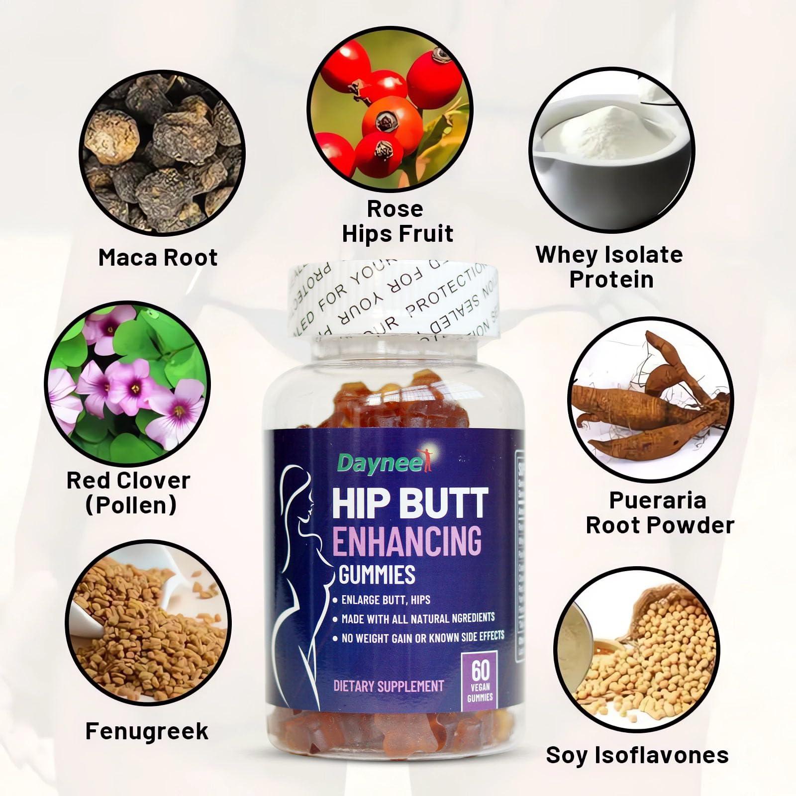 Wins Town Wins Town Hip Butt Enhancement Gummies, Booty Gummies for Bigger Butt, Bum Support Gummies for Women, Multivitamins, 60 Count