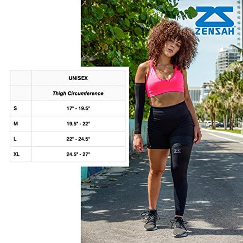 Zensah Zensah Full Leg Compression Sleeve - Long Full Length Support for Thigh, Knee, Calf for Men, Women, Running, Basketball, Football (X-Large, 1 Pair - Heather Grey)