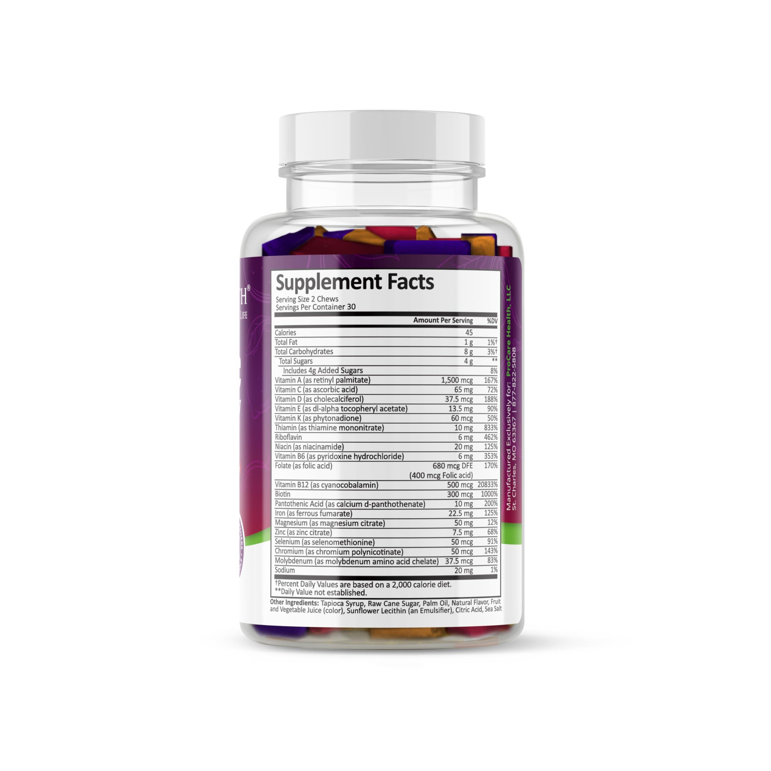 ProCare Health ProCare Health | Bariatric Multivitamin | Soft Chew | 22.5mg Iron | Individually Wrapped | Multi-Flavor | Cran-Grape, Mango-Orange, Cherry-Lime | 60 Count | 1 Month Supply