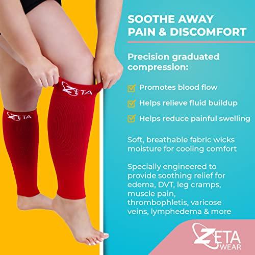 Zeta Wear Zeta Plus Size Leg Sleeve Support Socks - The Wide Calf Compression Sleeve Women Love for Its Amazing Fit, Cotton-Rich Comfort, Graduated Compression & Soothing Relief, 1 Pair, Size LXL, Blue