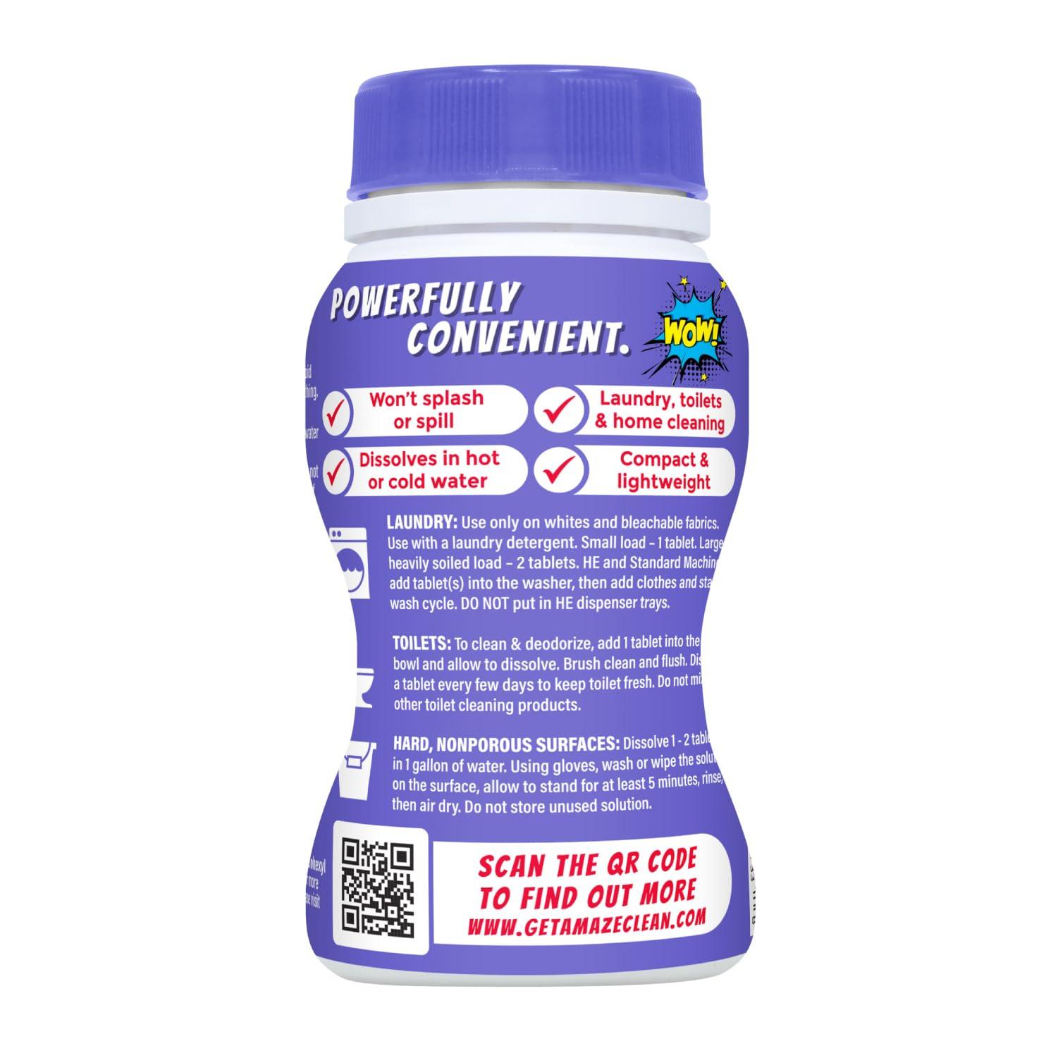 AMAZE AMAZE Ultra Concentrated Bleach Tablets [6 bottles] - Lavender Scent - for Laundry, Toilet, and Multipurpose Home Cleaning. No Splash Liquid Bleach Alternative