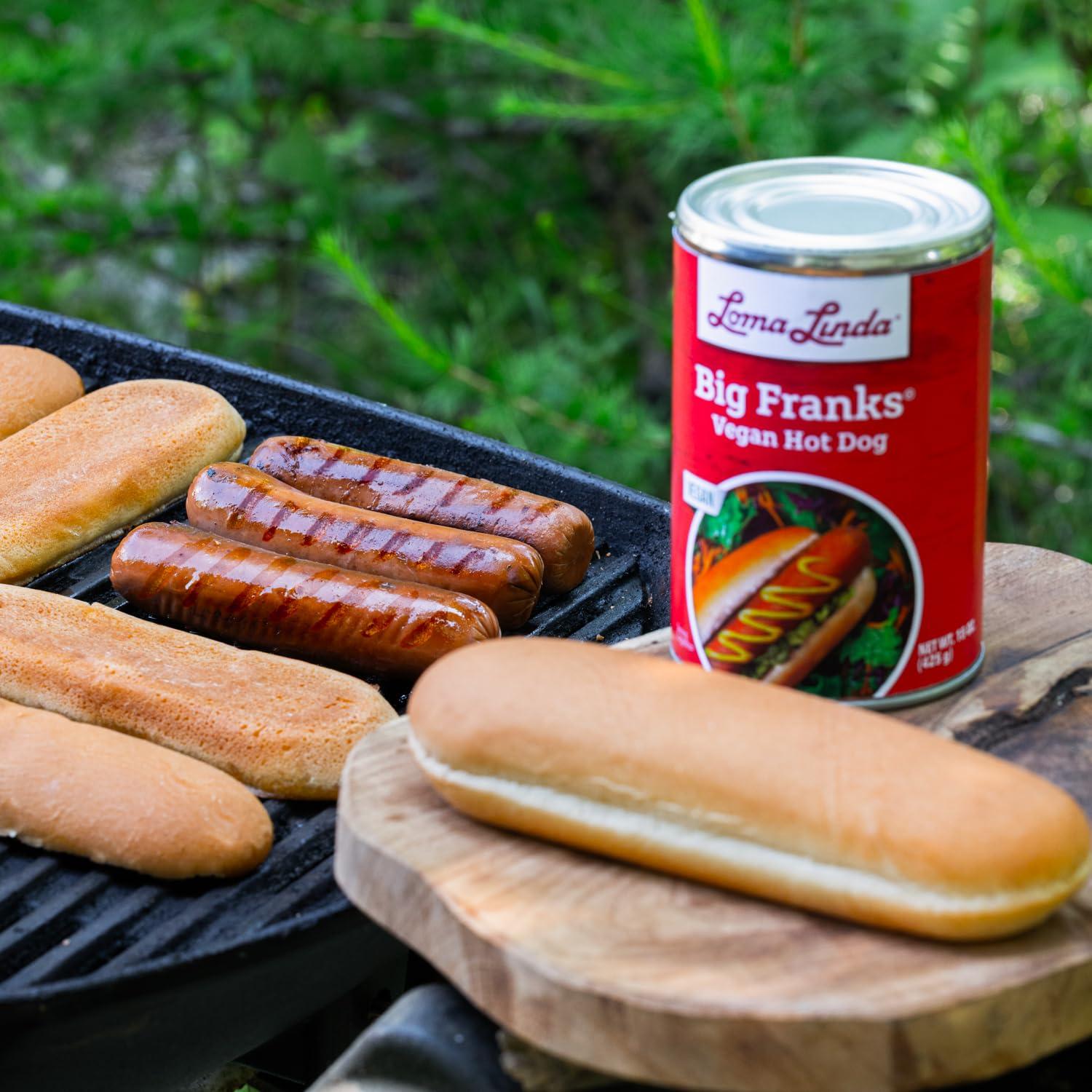 Loma Linda Vegan Hot Dogs Plant Based Meat Alternative - Loma Linda Big Franks Variety Pack, 15oz Cans (12 Pack) - High Protein Meatless Franks for Grilling & Cooking - Vegetarian, Non-GMO, Soy Protein