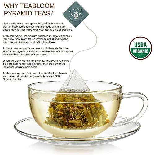Teabloom Teabloom Organic Black Forest Pyramid Tea Presentation Box, 12 Assorted Black Tea Blends, USDA Certified Organic Whole-Leaf Pyramid Tea Sachets