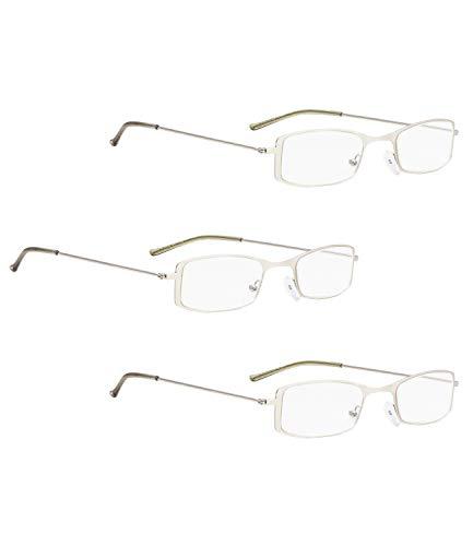 LUR LUR READING GLASSES 3 pack Small Readers (Silver, 0.75)