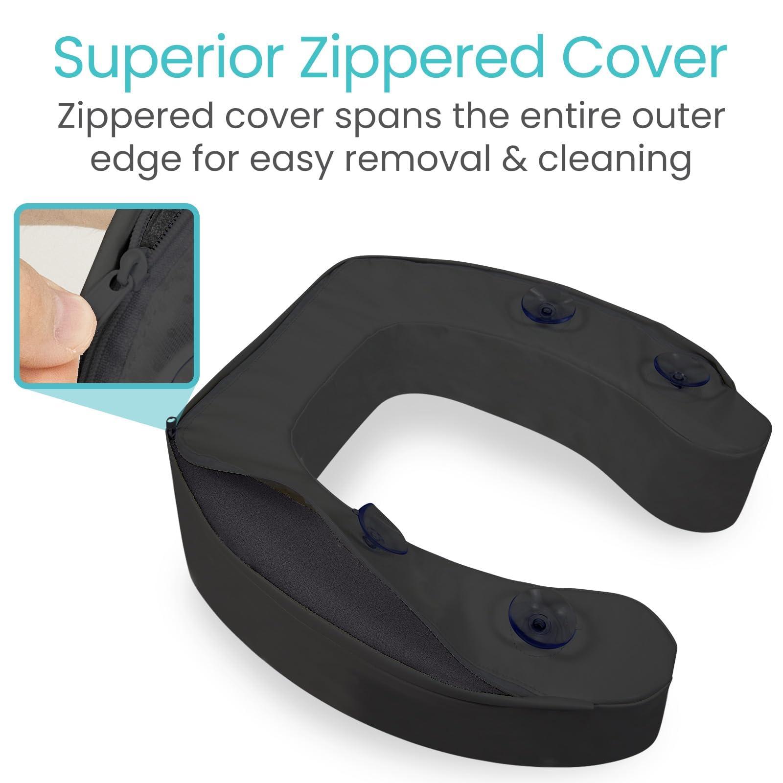 Vive Vive Toilet Seat Cushion (Soft Cushioned Foam) - Easy Clean Soft Padded Bathroom Attachment - Elongated, Standard Seats - Comfort and Support Donut for Handicap, Adults (2\" Cushioned Foam, Black)