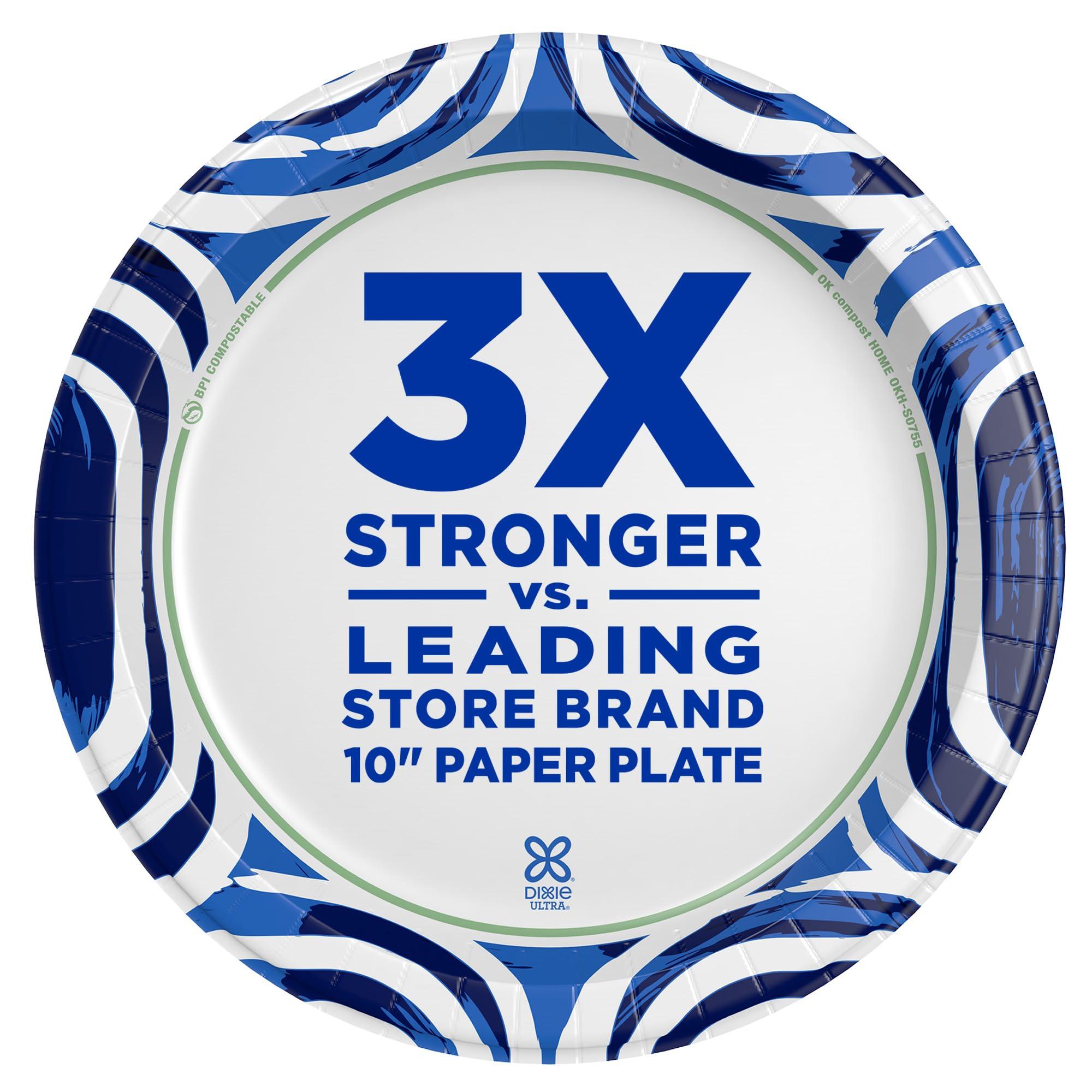 Dixie Dixie Ultra, Large Paper Plates, 10 Inch, 100 Count, 3X Stronger*, Heavy Duty, Microwave-Safe, Soak-Proof, Cut Resistant, Disposable Plates For Heavy, Messy Meals