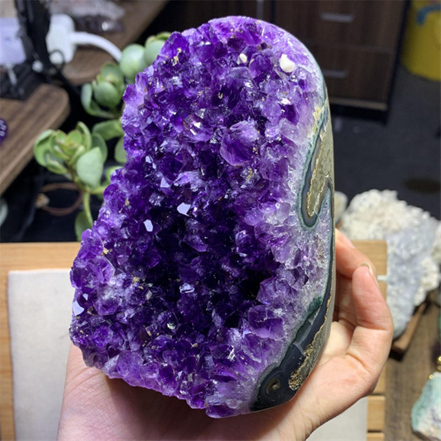 WAFUNNE Amethyst Crystal Geodes Purple Crystals Rock Cluster Quartz Raw Healing Crystals 6-7LB