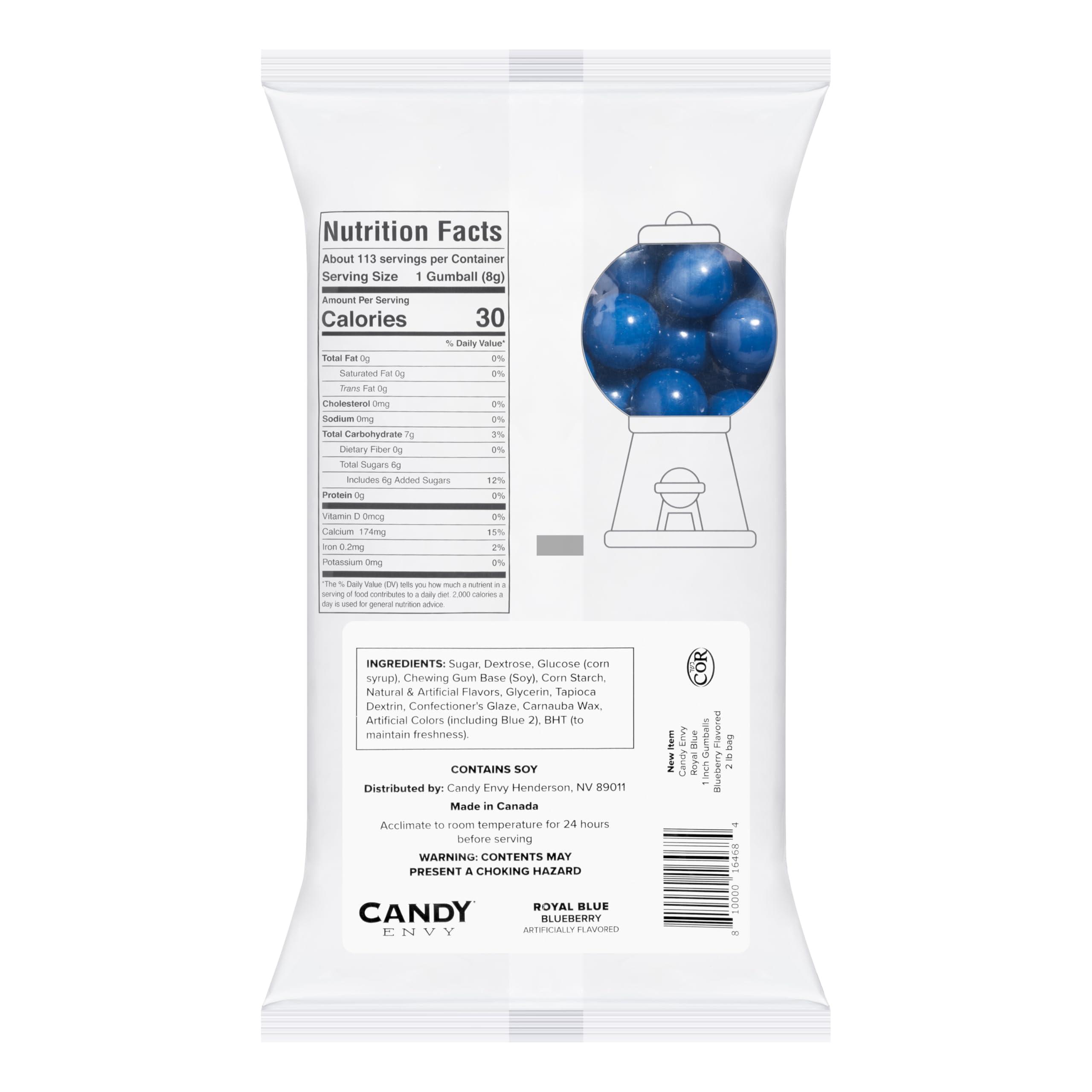 Candy Envy Large 1" Royal Blue Gumballs - 2 Pound Bag - Approximately 120 Gumballs Per Bag