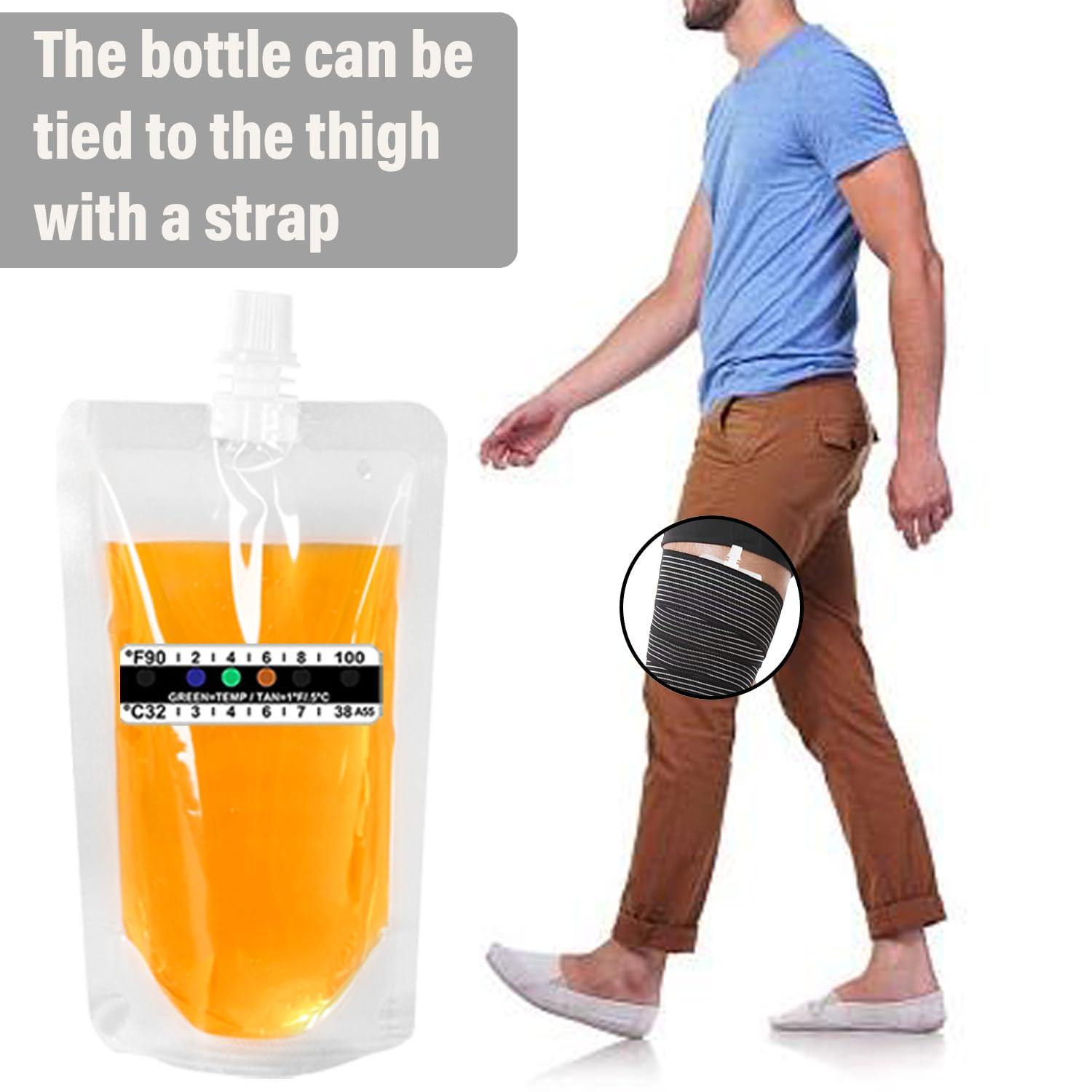 LonlyEagle 17 Pcs Urine Test Complete Kit Includes 5 Transparent Bags,10 Adhesive Temperature Test Strips,Filling Funnel47\"Adjustable Hidden Leg Straps,Portable Travel Urine Test Bag