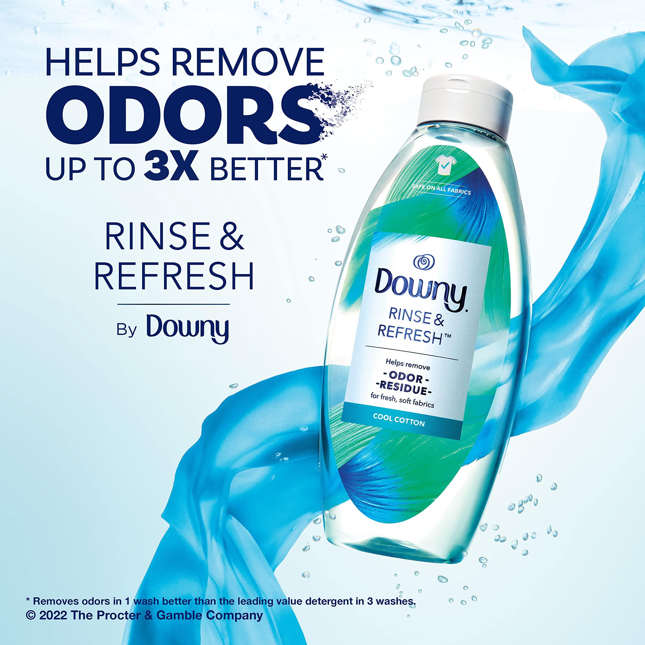 Downy Downy RINSE & REFRESH Laundry Odor Remover and Fabric Softener, Safe on ALL Fabrics, Gentle on Skin, HE Compatible, Cool Cotton, 48 fl oz (Pack of 4)(192 fl oz total)