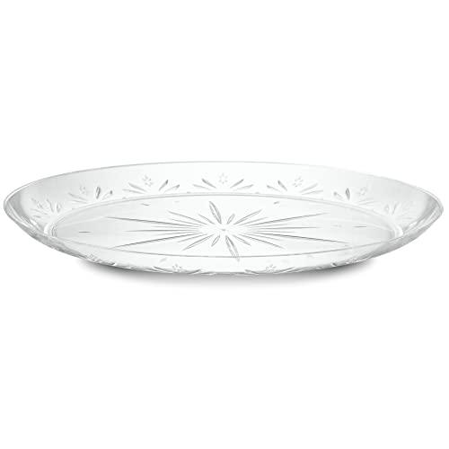 PLASTICPRO PLASTICPRO 10\'\' inch Premium Extra large Heavy Weight Crystal Clear Disposable Plastic Dinnerware Party Plates or Platter Pack of 40