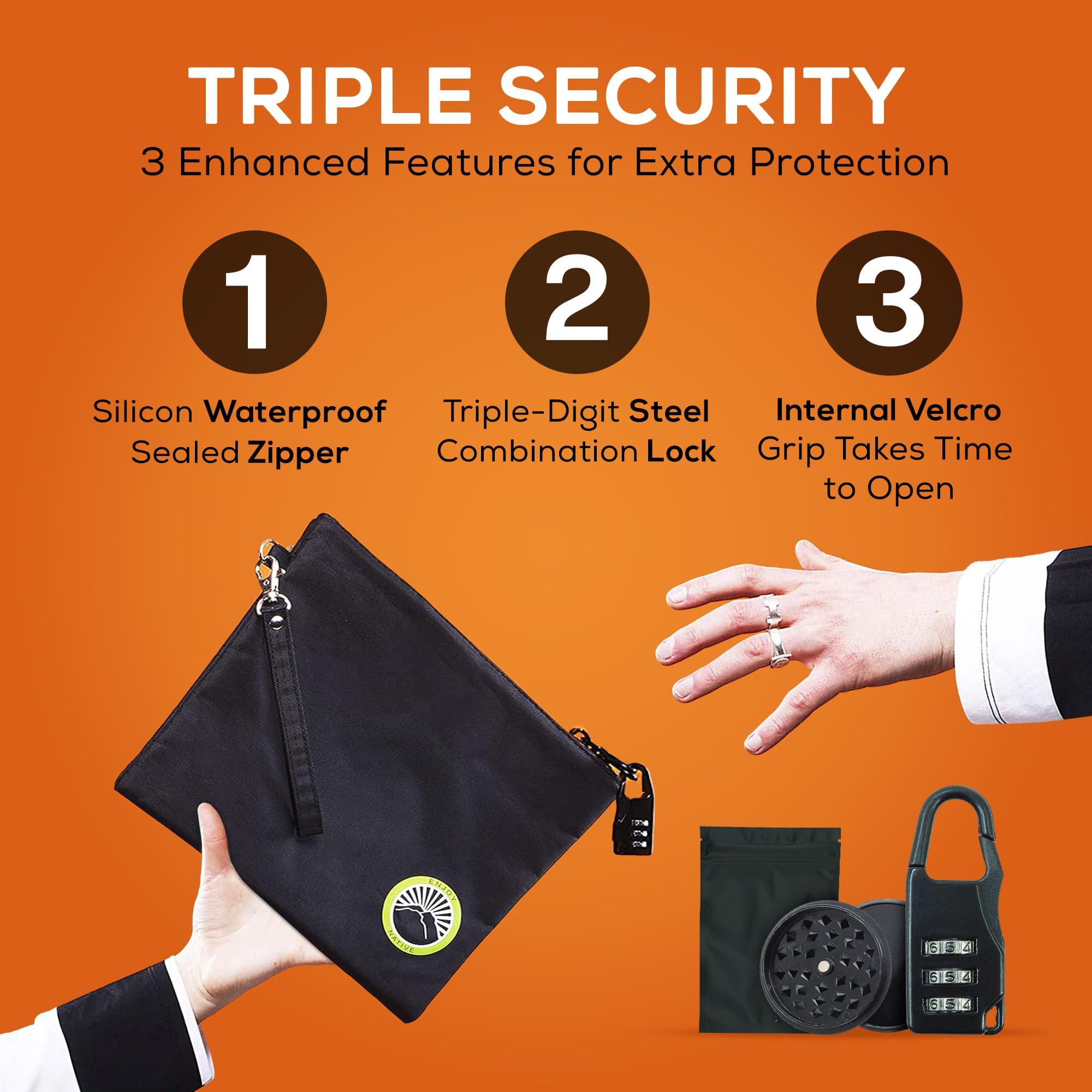 Enjoy Native Large and Small Smell Proof Bag Combo, Smell Proof Container, Dog Tested Odor resistant Bag, Best Zipper Odor sealing Pouch Herbs, coffee & Travel Medicine Bag, Scent resistent Containers