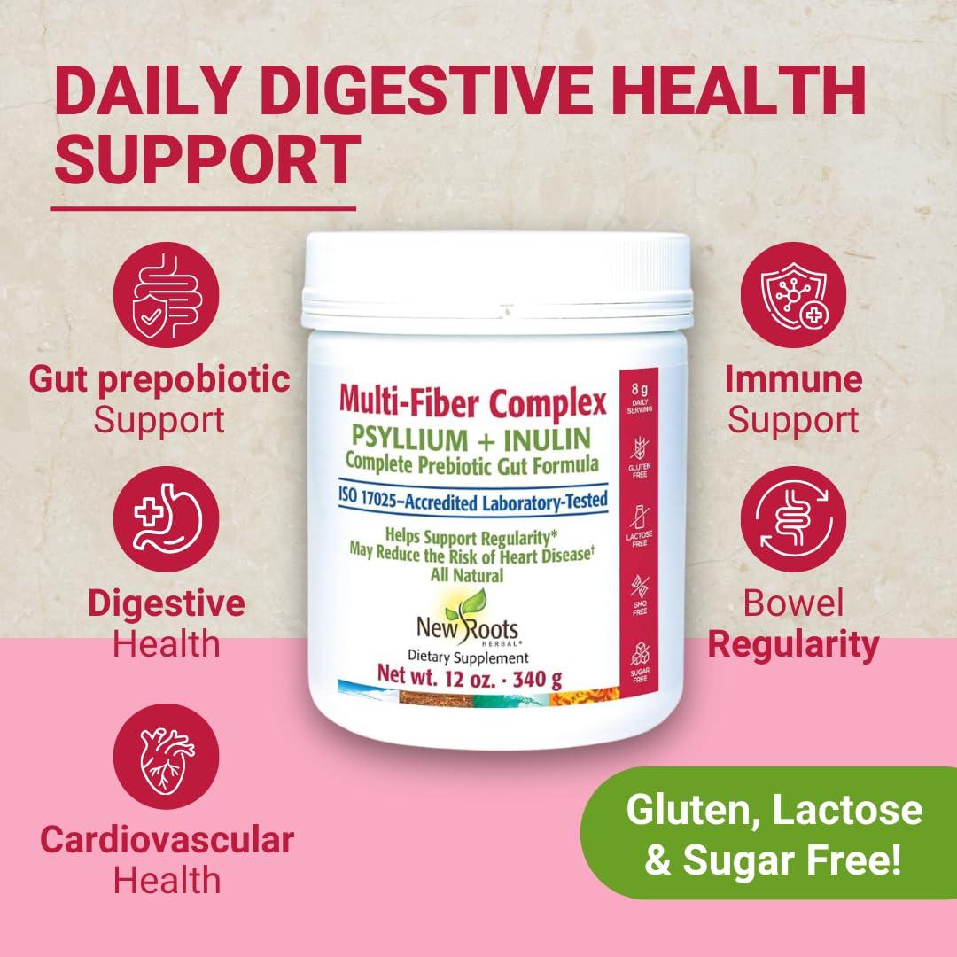 NEW ROOTS HERBAL New Roots | Prebiotic Fiber Powder with Psyllium Husk and Inulin (from Chicory Root)| Multi-Fiber Prebiotic Supplement Supports Gut and Digestive Health, Unflavored 12 oz (340 g)