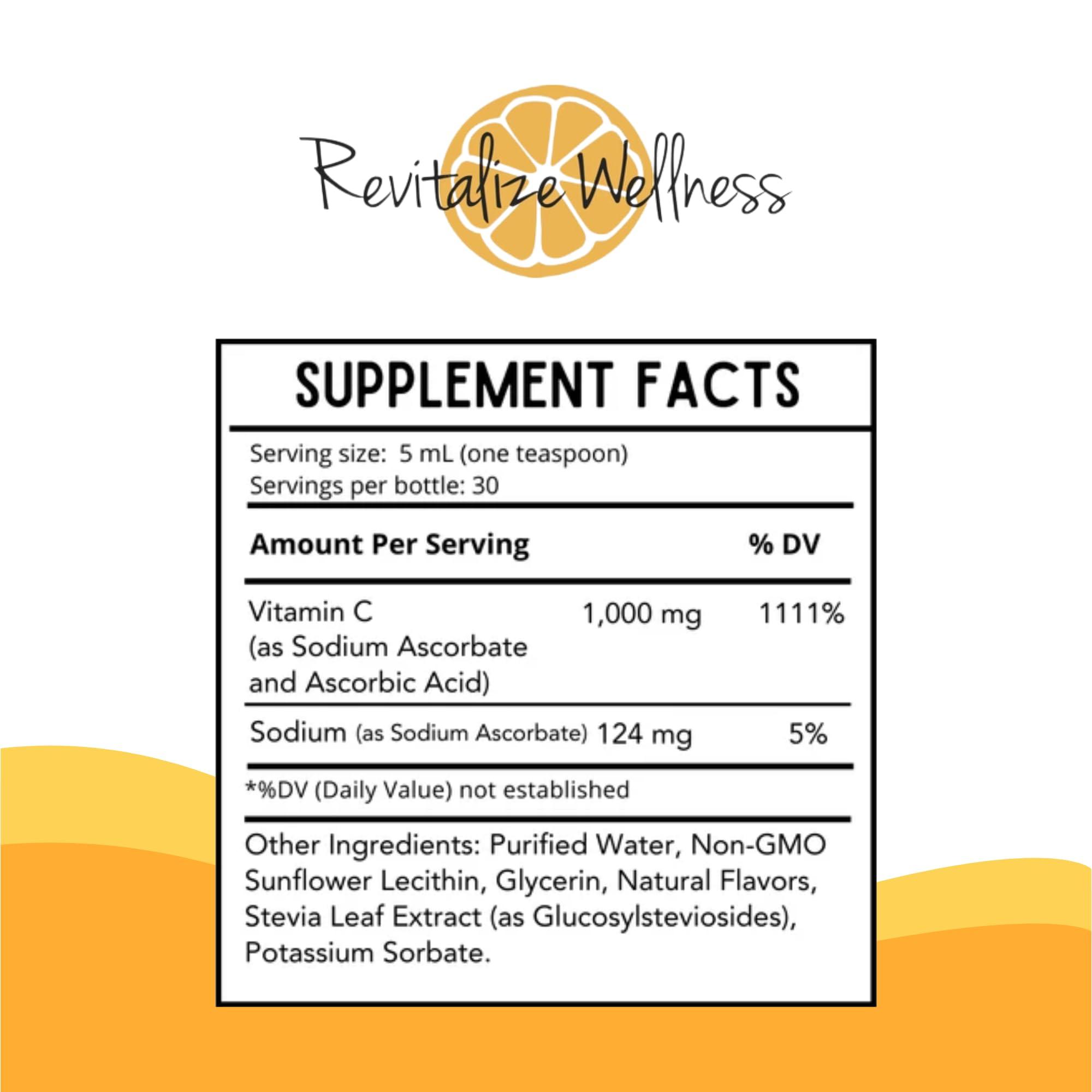 Revitalize Wellness Revitalize Wellness Liposomal Vitamin C | 1,000 mg Vitamin C | Profound Absorption, Pure, Corn Free, & GMO-Free | 30 Servings