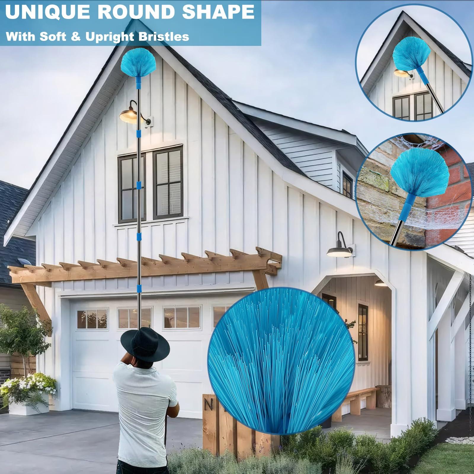 M-jump 20+ Ft High Reach Ceiling Fan Duster & Cobweb & Corner Brush Duster with 3-13 ft Extension Pole, Microfiber Feather Duster with Washable Head for Ceiling Fan, Furniture, Home Cleaning