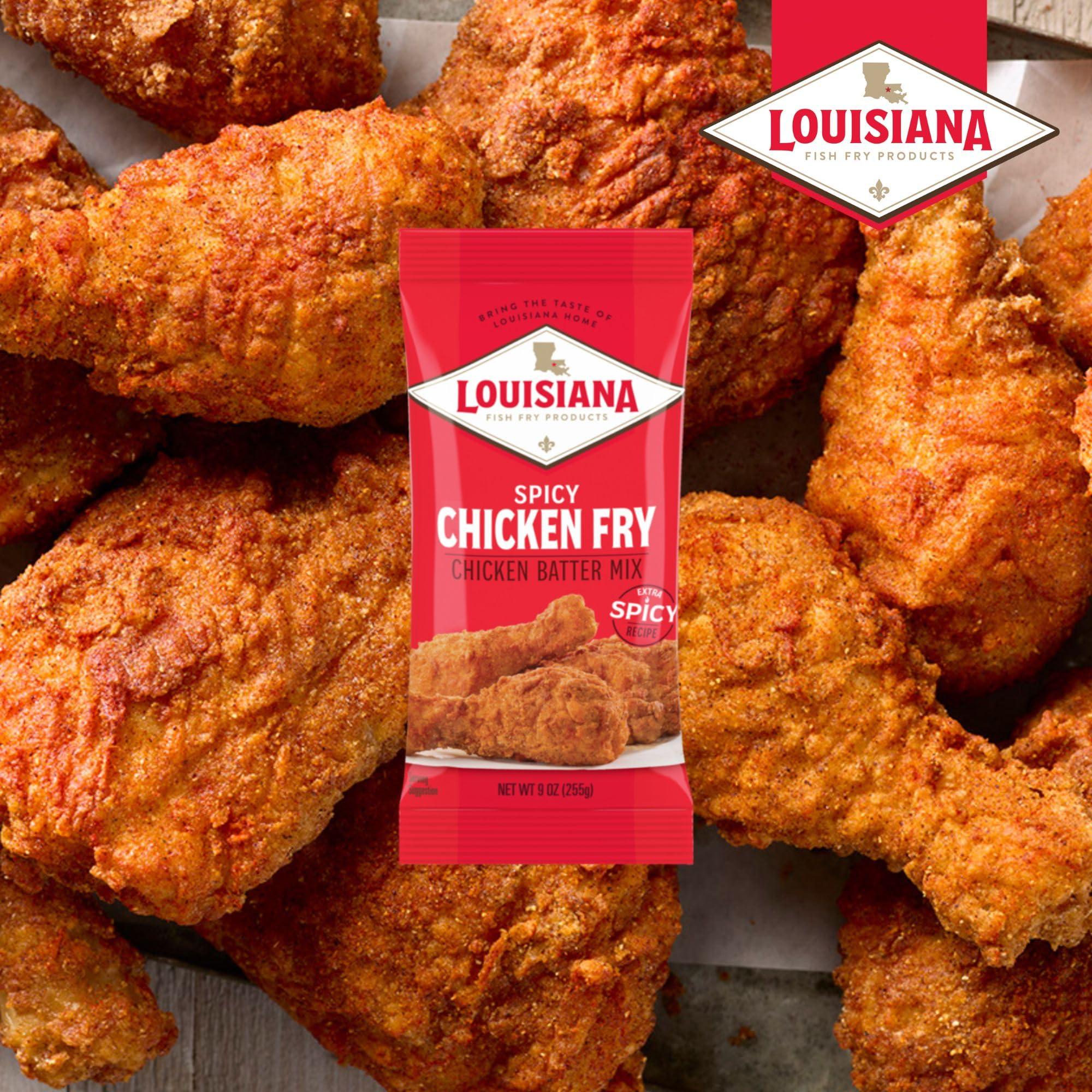 Louisiana Fish Fry Products Spicy Chicken Fry Batter Mix 9 oz. (Pack of 1) - Seasoned and Ready to Use - Extra Spicy - Extra Crunchy - Filled with Cajun Flavor - Easy to Make Recipe - By Louisiana Fish Fry
