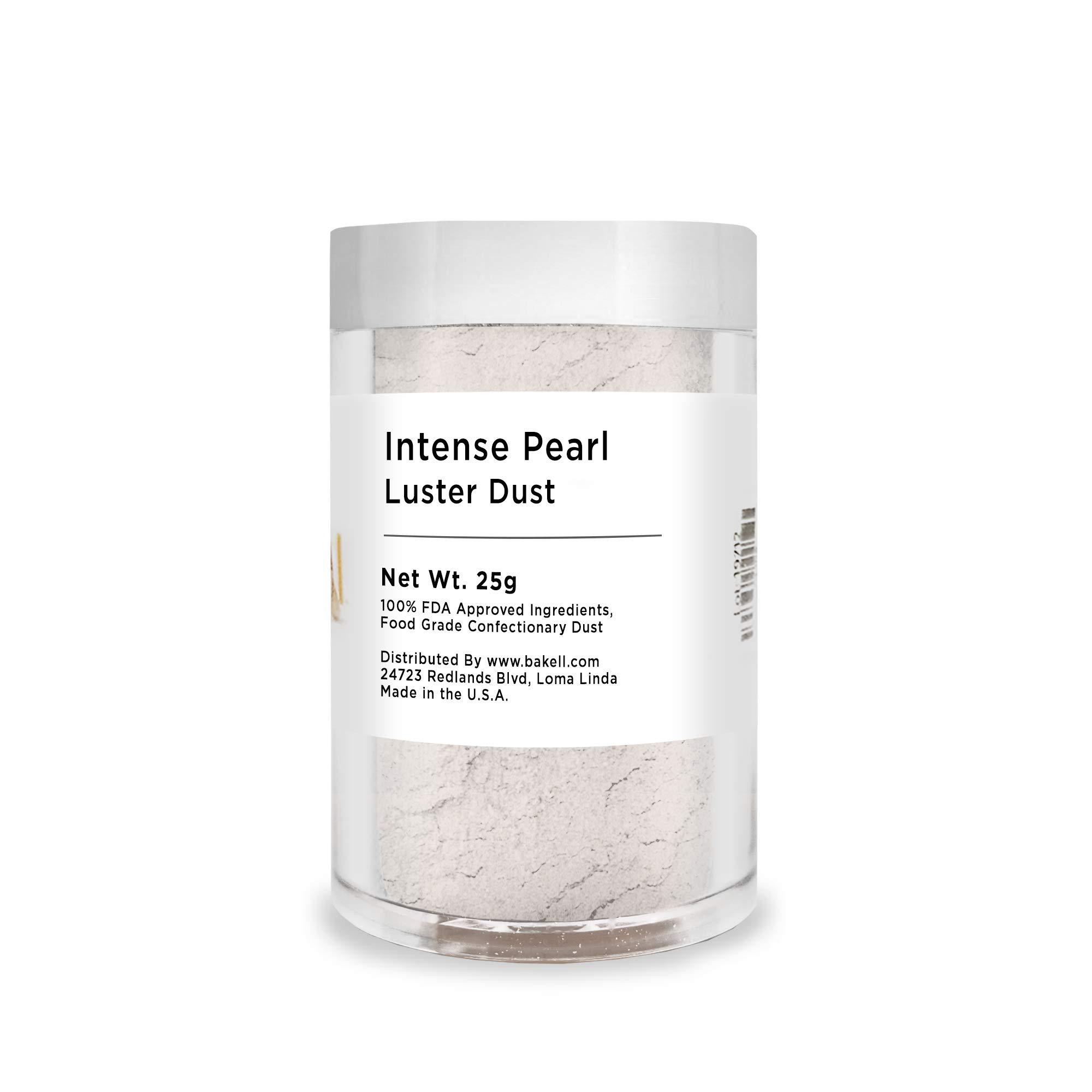 Bakell BAKELL Edible Luster Dust & Paint | LUSTER DUST Edible Powder | KOSHER Certified Paint, Powder & Dust | 100% Edible & Food Grade| Cakes, Vegan Paint & Dust (Intense Pearl White, 25g)