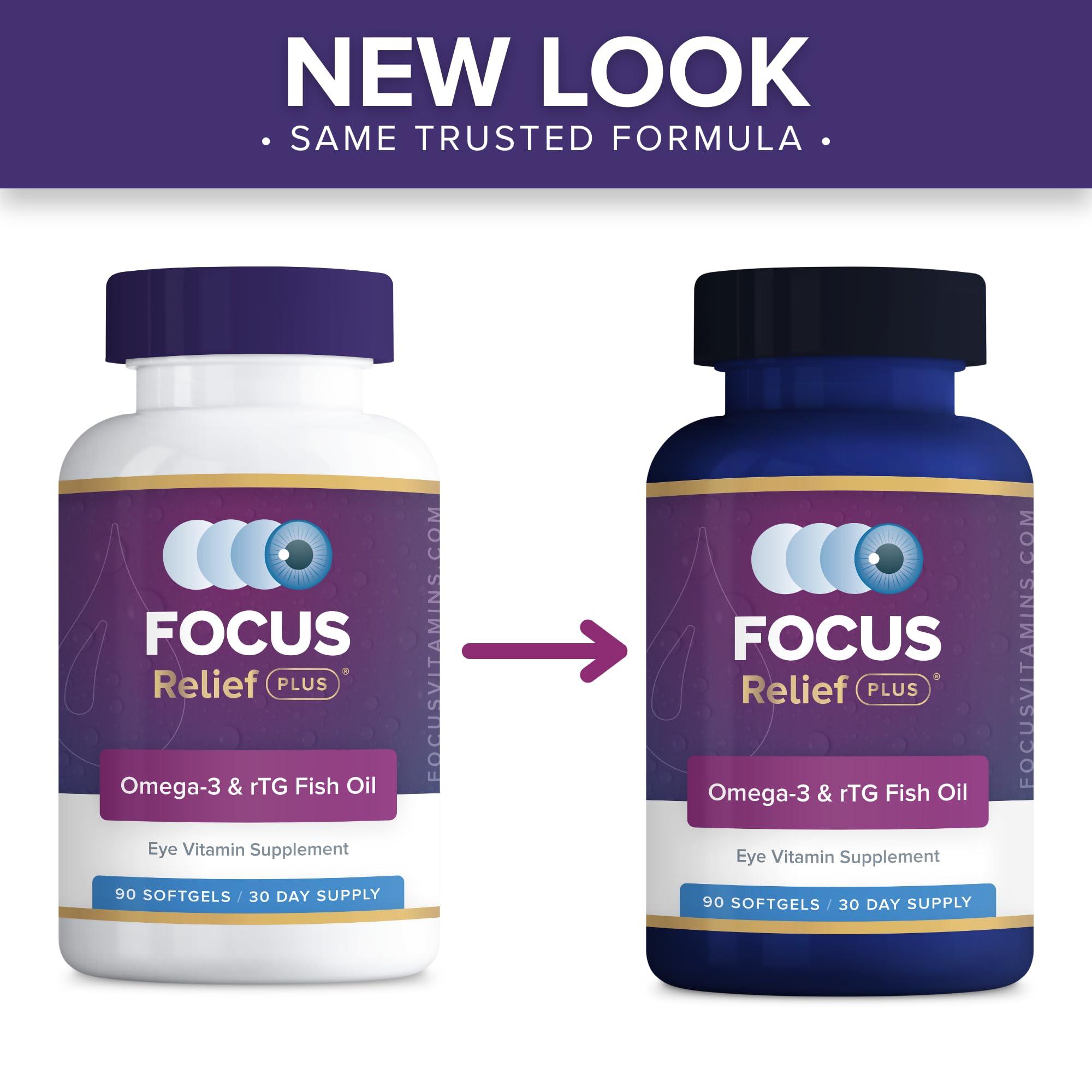 Focus Vision Supplements Focus Relief Plus Dry Eye Formula (180 ct. 60 Day Supply) Dry Eye Omega 3 Supplement - Dry Eye Relief Supplement - Omega 3 Fish Oil for Dry Eye