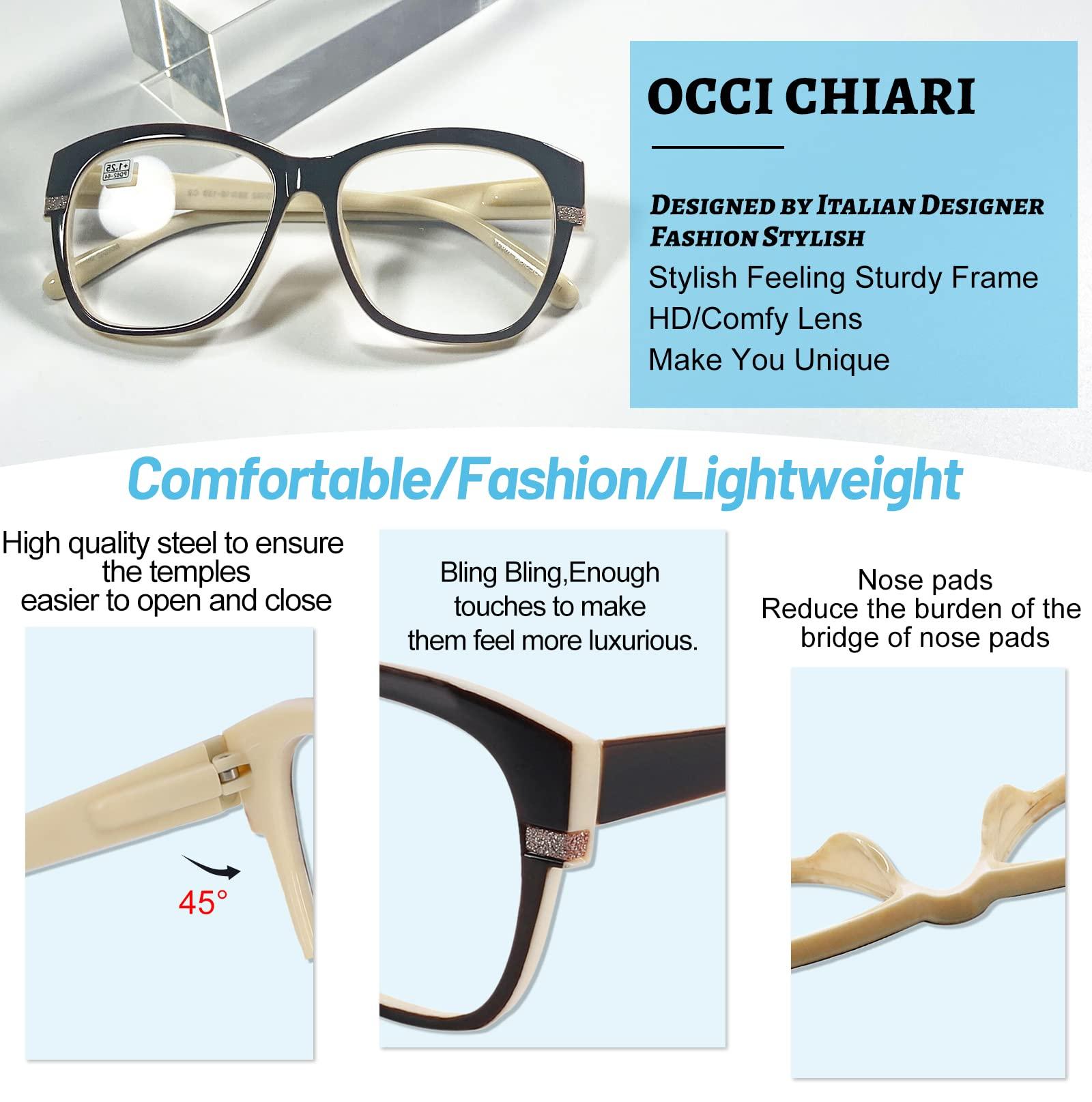 OCCI CHIARI OCCI CHIARI Big Reading Glasses Women 3.0x Fashion Readers(1.0 1.25 1.5 1.75 2.0 2.25 2.5 2.75 3.0 3.5 4.0 5.0 6.0)