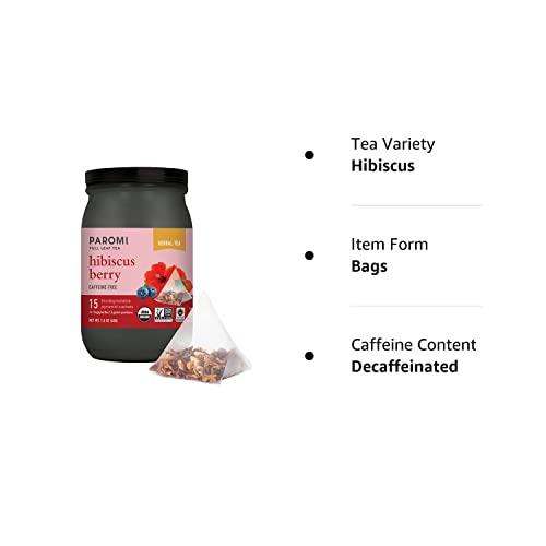Paromi Paromi Hibiscus Berry Organic Herbal Tea, Signature Jar, 15 Count
