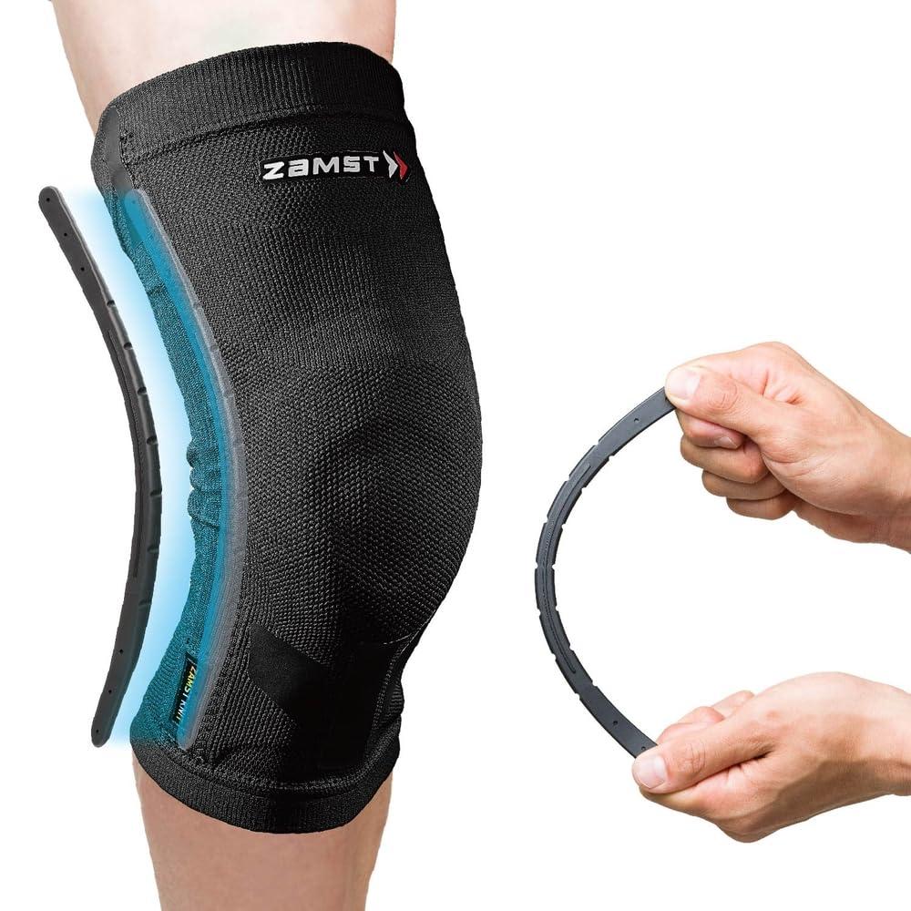 Zamst Zamst ZK-Motion Sports Knee Brace With Comfortable Knitted And Flexible Resin Stays Protecting the Knee Ligaments For Sprains of the ACL, MCL, LCL-for Basketball, Volleyball, Football, Soccer,Skiing (Medium)