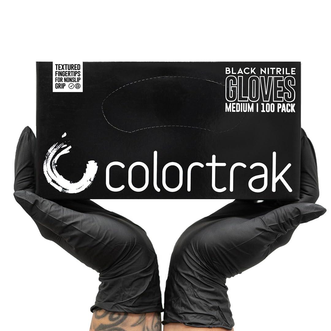 Colortrak Colortrak Luminous Collection Disposable Nitrile Gloves (100 Pack), Black, Small, Single-Use, Allergy-Safe, Latex-Free, Powder-Free, Odor-Free, Textured Finger Tips