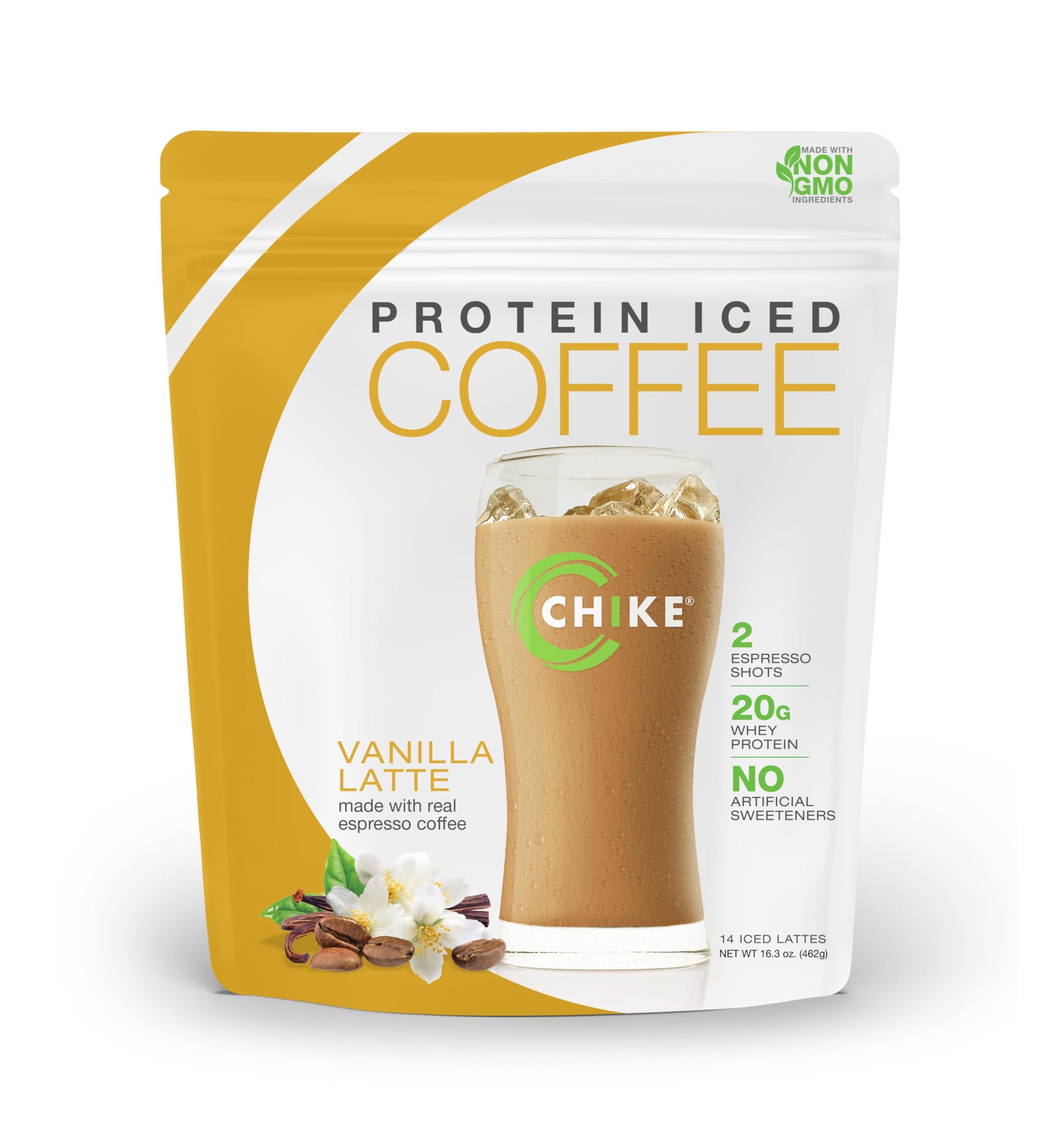 CHIKE Chike Natural Vanilla Latte High Protein Iced Coffee, 20 G Protein, 2 Shots Espresso, 3 G Sugar, Keto Friendly and Gluten Free, 14 Servings (16.3 Ounce)