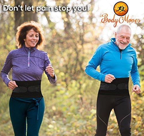 BodyMoves BodyMoves Back Brace Lumbar Support(LARGE) for Men and Women with Dual Adjustable Straps and Extension Belt -Lower Back Pain relief,Spasm,Strain,Herniated Disc,Sciatica,Scoliosis,Lifting ,better back