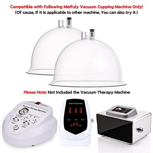 Meifuly Vacuum Cupping Machine Accessories, Meifuly Upgraded Premium 7.28inch Diameter Extra-Large Vacuum Therapy Machine Cups with Y Type Hose (1 Pair)