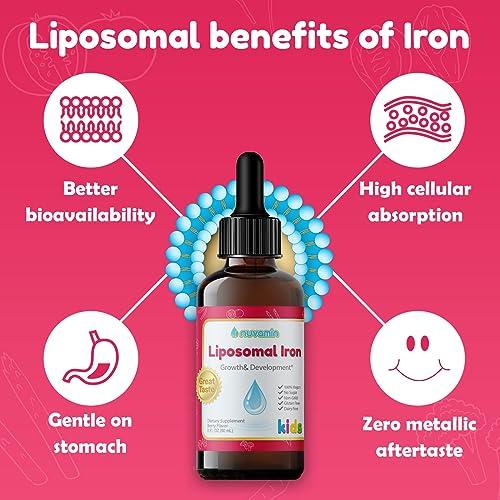 Nuvamin A New Form of Vitamin Nuvamin – Liquid Liposomal Iron Drops for Baby, Toddlers, Kids, & Adults, 2Fl.Oz (60ml), 120 Daily Serving. Great Taste - All Natural - Vegan - No Metallic Aftertaste, Berry Flavor