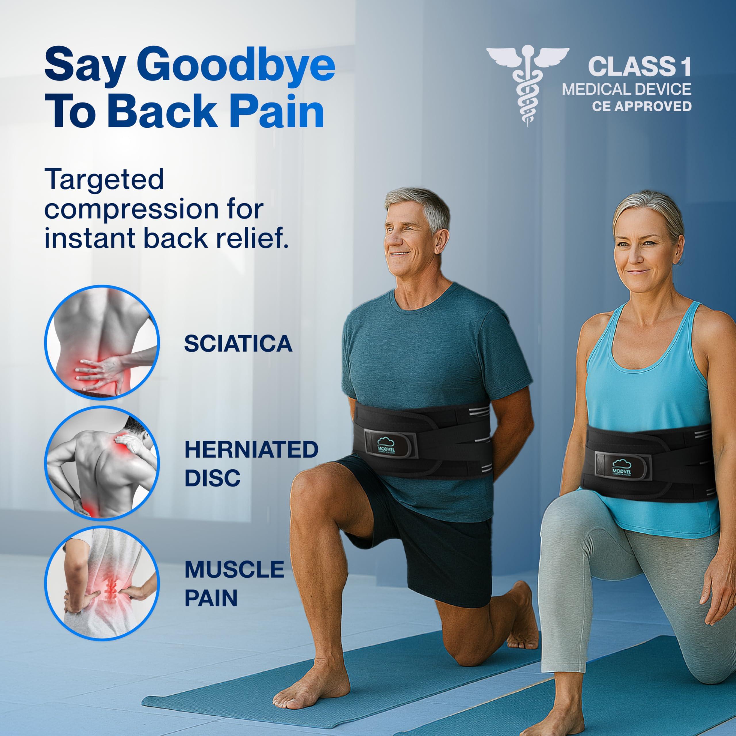 Modvel Modvel Back Braces for Lower Back Pain Relief with 6 Stays, Breathable Back Support Belt for Men/Women for work, Anti-skid lumbar support belt with 16-hole Mesh for sciatica (M)