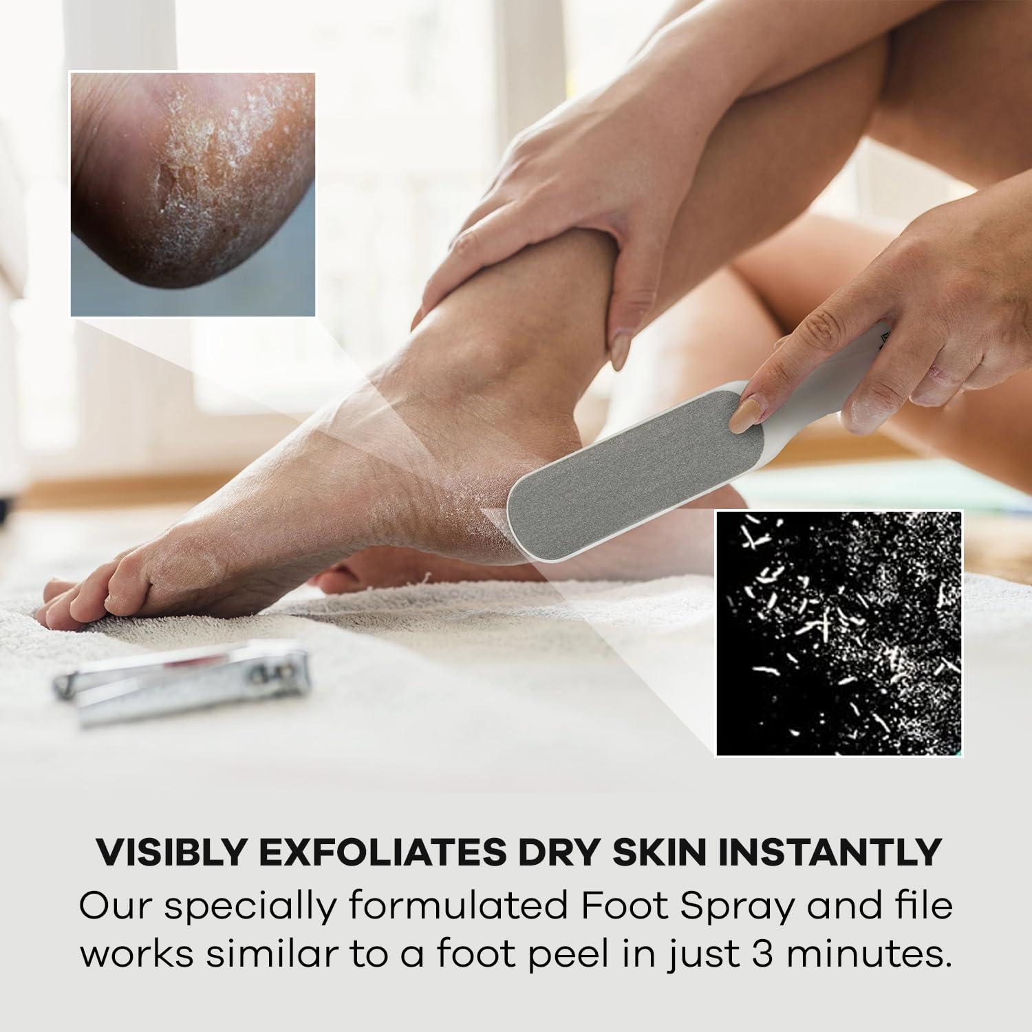 Dermasuri Dermasuri Callus Remover Foot Scrub - Exfoliating Feet Spray-on Formula and Reusable Deluxe Foot File - Dead Skin Remover, Callus Rasp, Scrubber, Peel & Soften Cracked Heels - Deluxe Pedicure Spa Kit