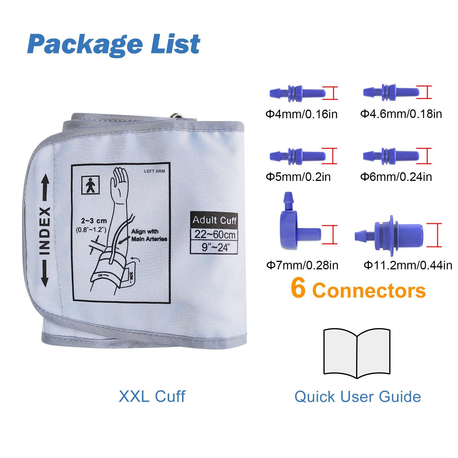 ELERA XXL Blood Pressure Cuff 9-24 (22-60CM) Compatible with All Automatic Blood Pressure Monitors, Extra Large BP Replacement Cuff for Big Arms - Includes 6 Connectors