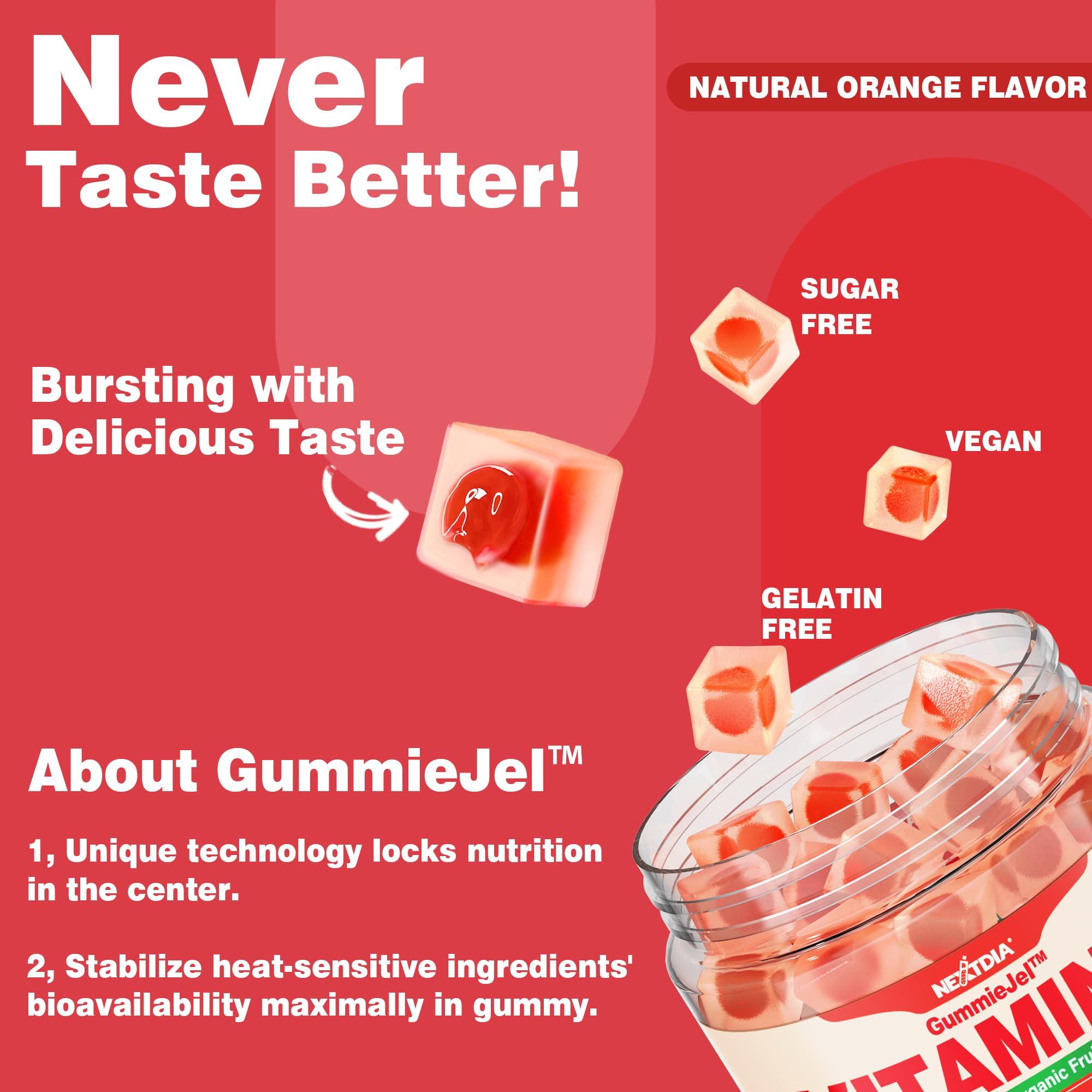 NextDia Whole Food Vitamin C Gummies for Adults & Kids, Zero Sugar, Natural Antioxidants, Bioflavonoids, Organic Vitamin C Supplement for Immune & Collagen Support, High Absorption, Vegan, Chewable, 60 Cts