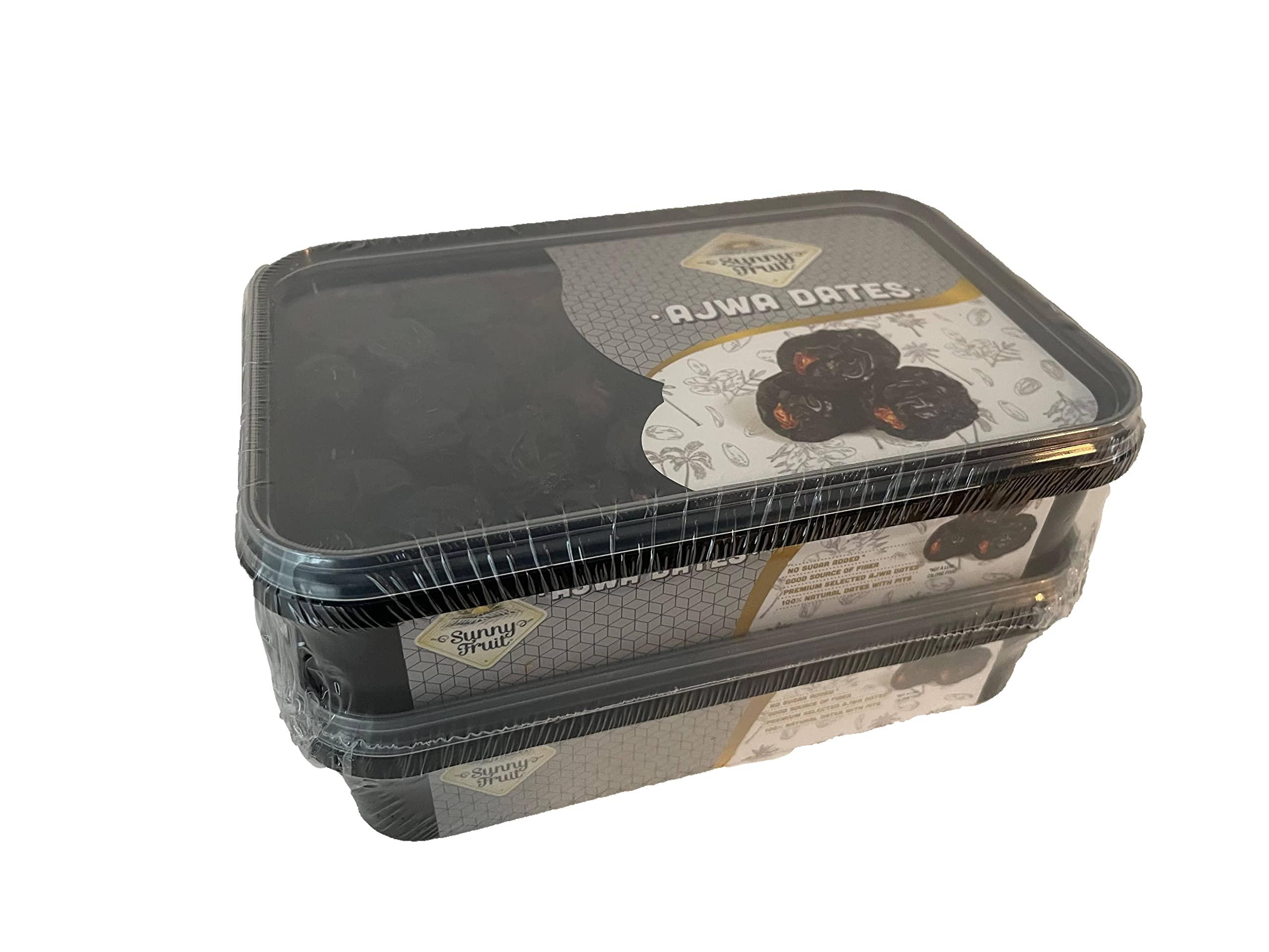 SUNNY FRUIT Ajwa Dates Premium Quality 2 pack, 800g/28.2oz total (400g/14.1oz x 2) - Imported from Saudi Arabia, 100% Natural